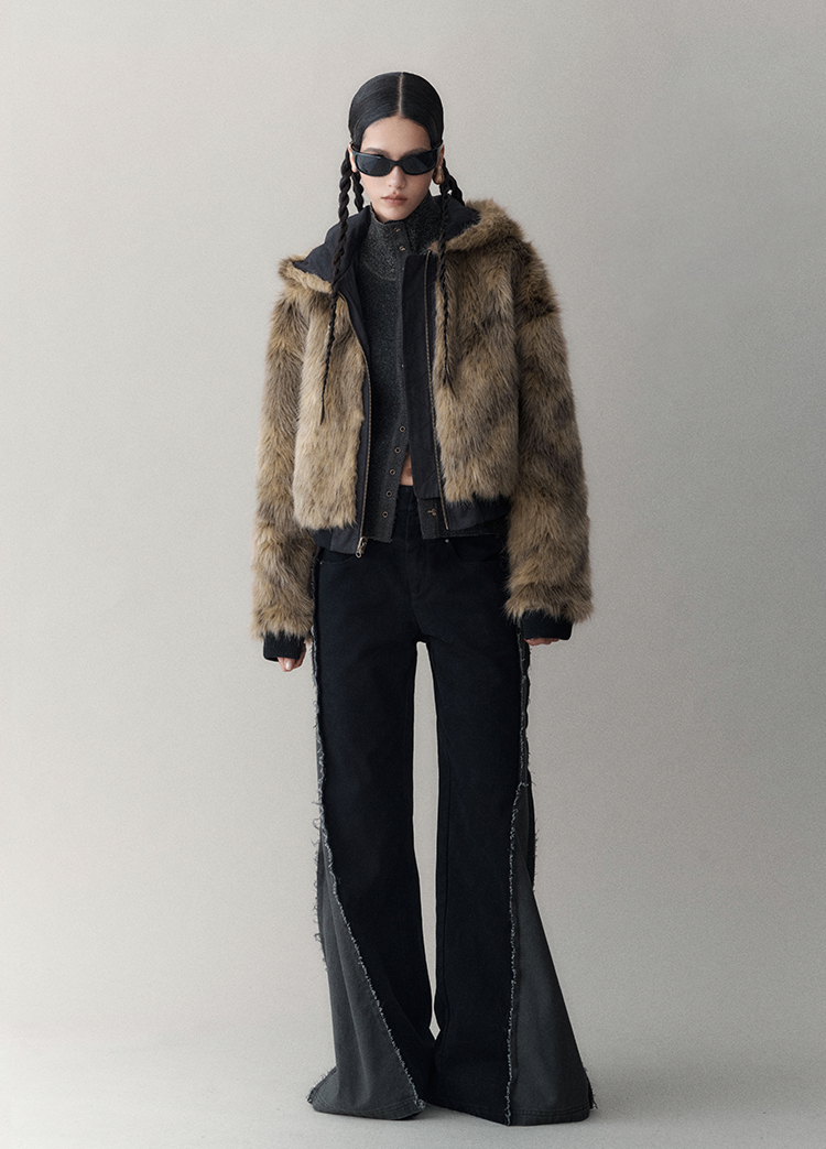 Reversible Hooded Faux Fur Winter Jacket
