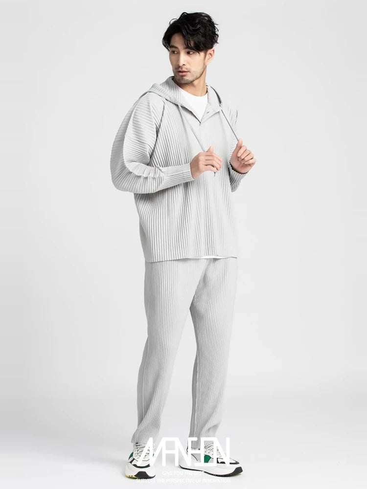 Glacier Wave Pleated Hoodie