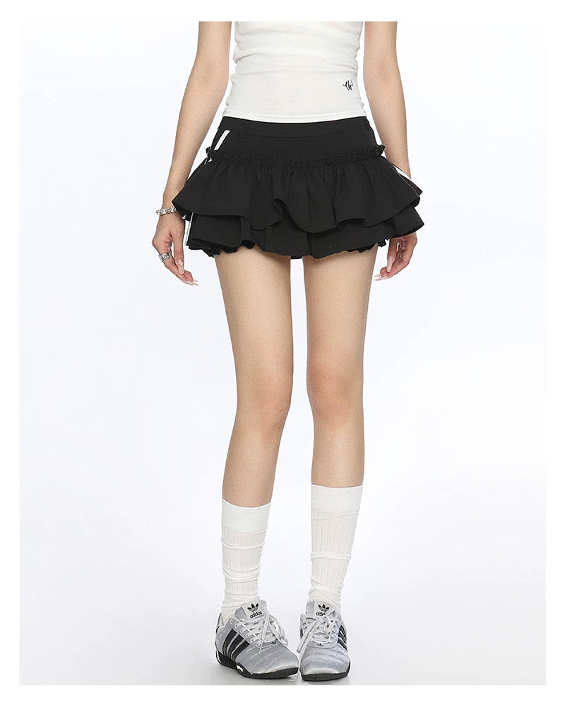 Varsity Ruffle Pleated Mini Skirt