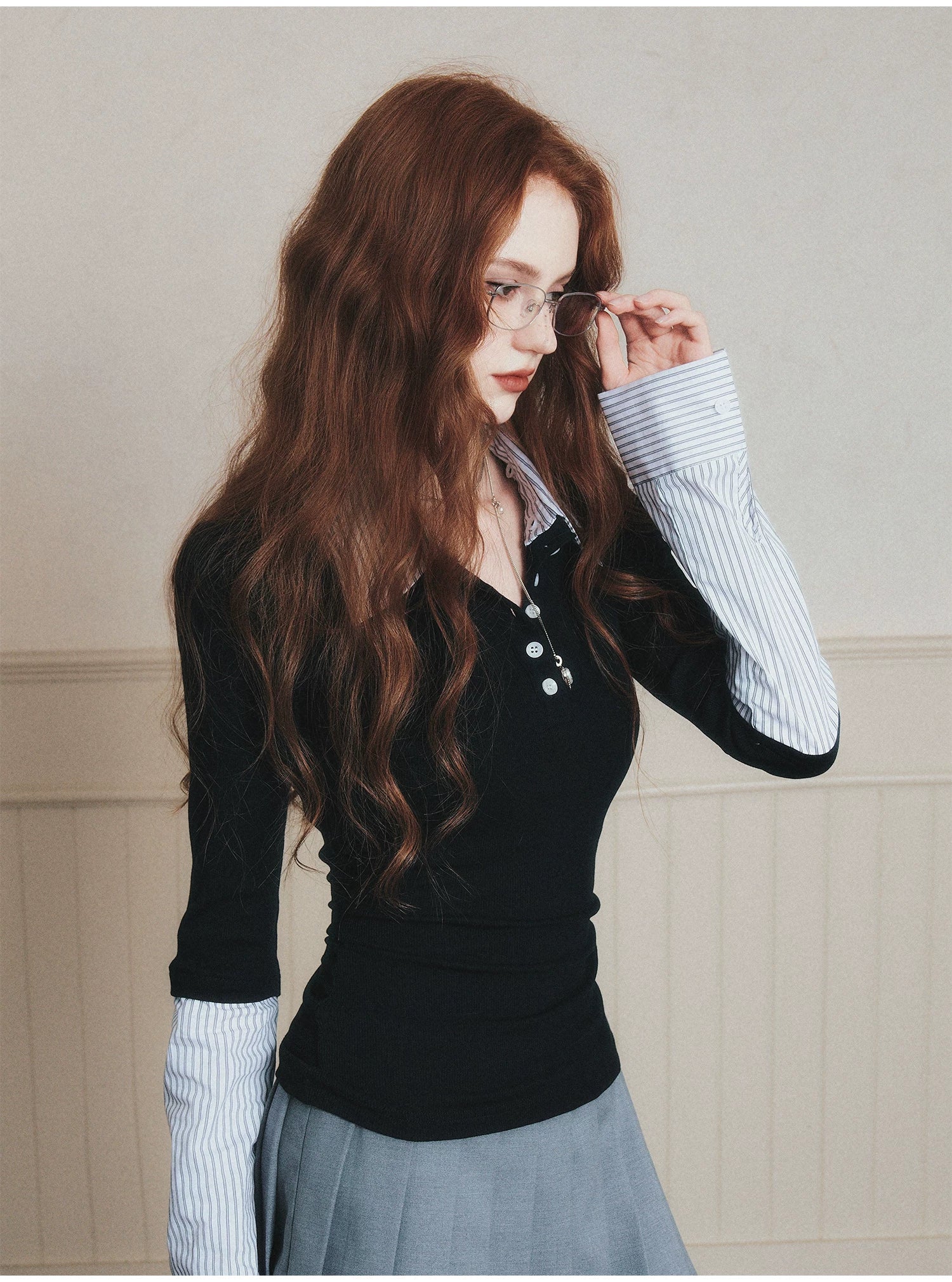 Academia Charm Layered Polo Top