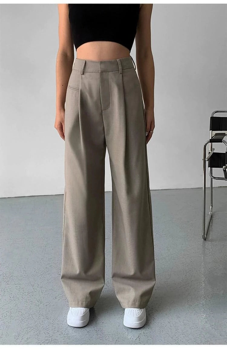 Drapey Wide-Leg Suit Trousers - chiclara