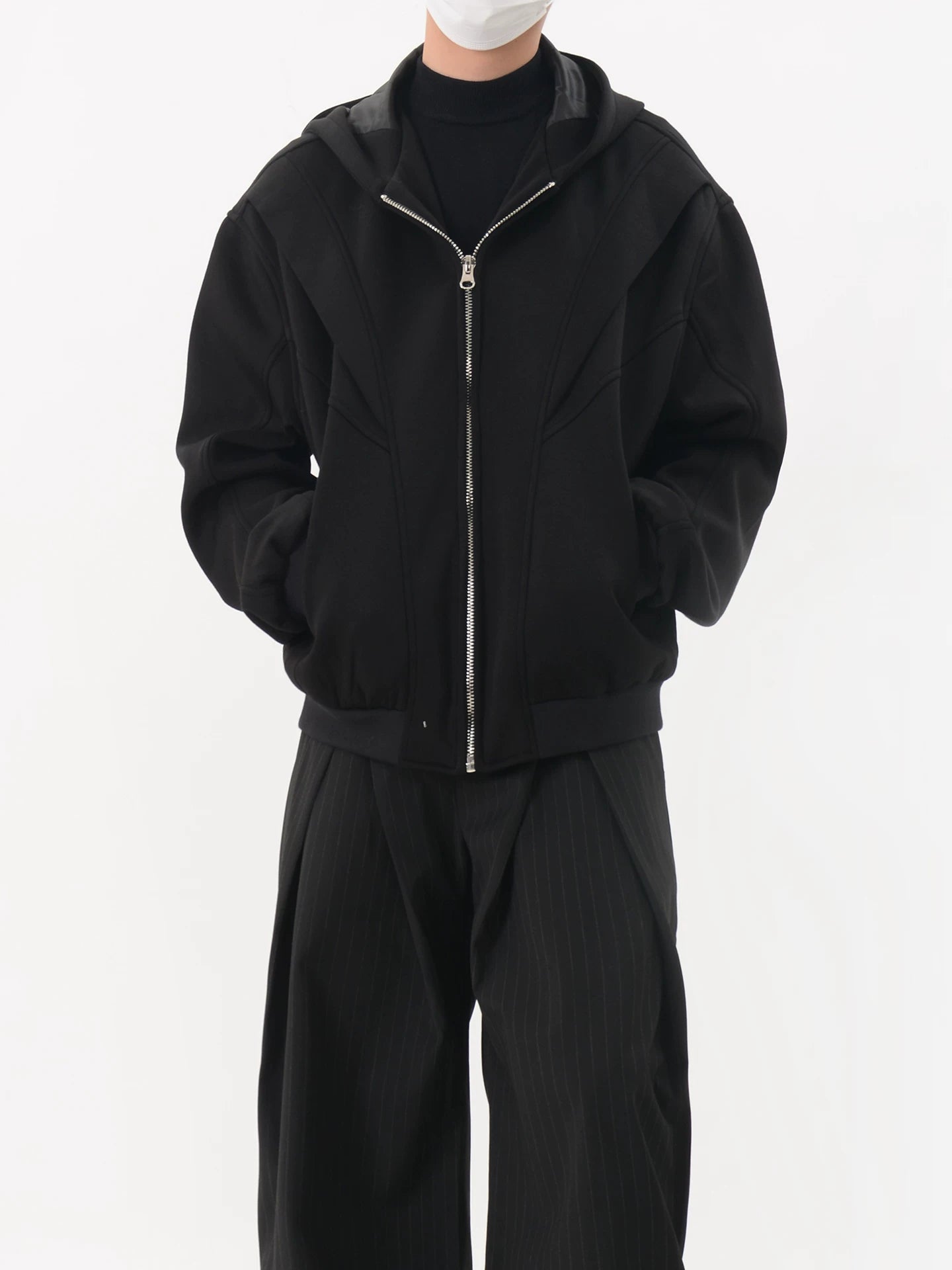 Seamed Zip-Up Hooded Jacket