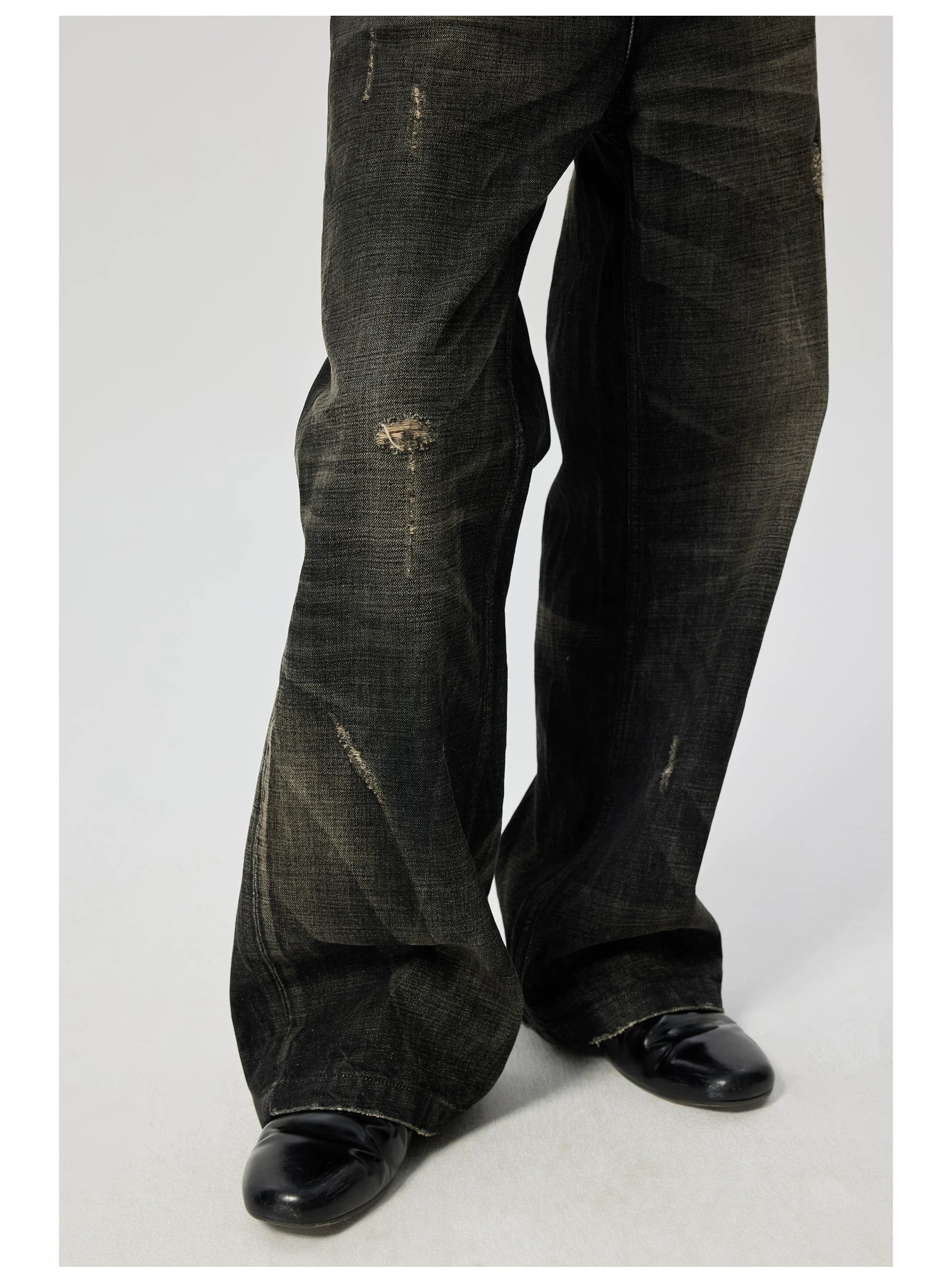 Nightscar Distressed Wide-Leg Jeans