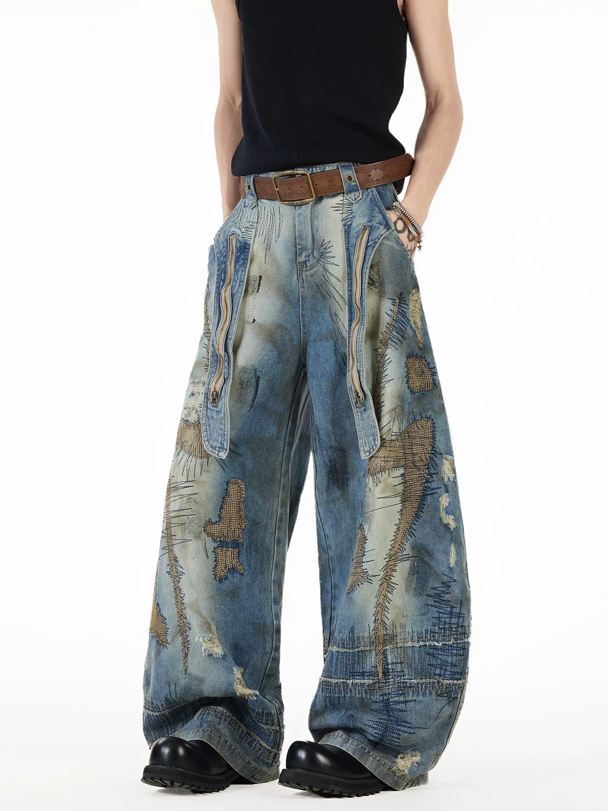 Rustic Relic Patchwork Balloon Jeans