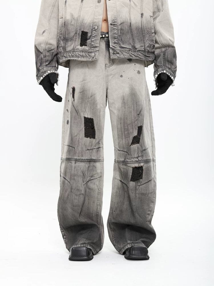 Ashfall Relic Pearl-Distressed Denim Jacket