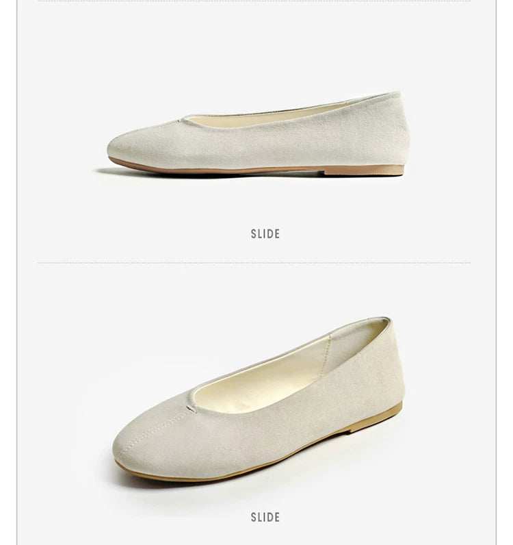 Minimal Suede Round Toe Ballet Flats