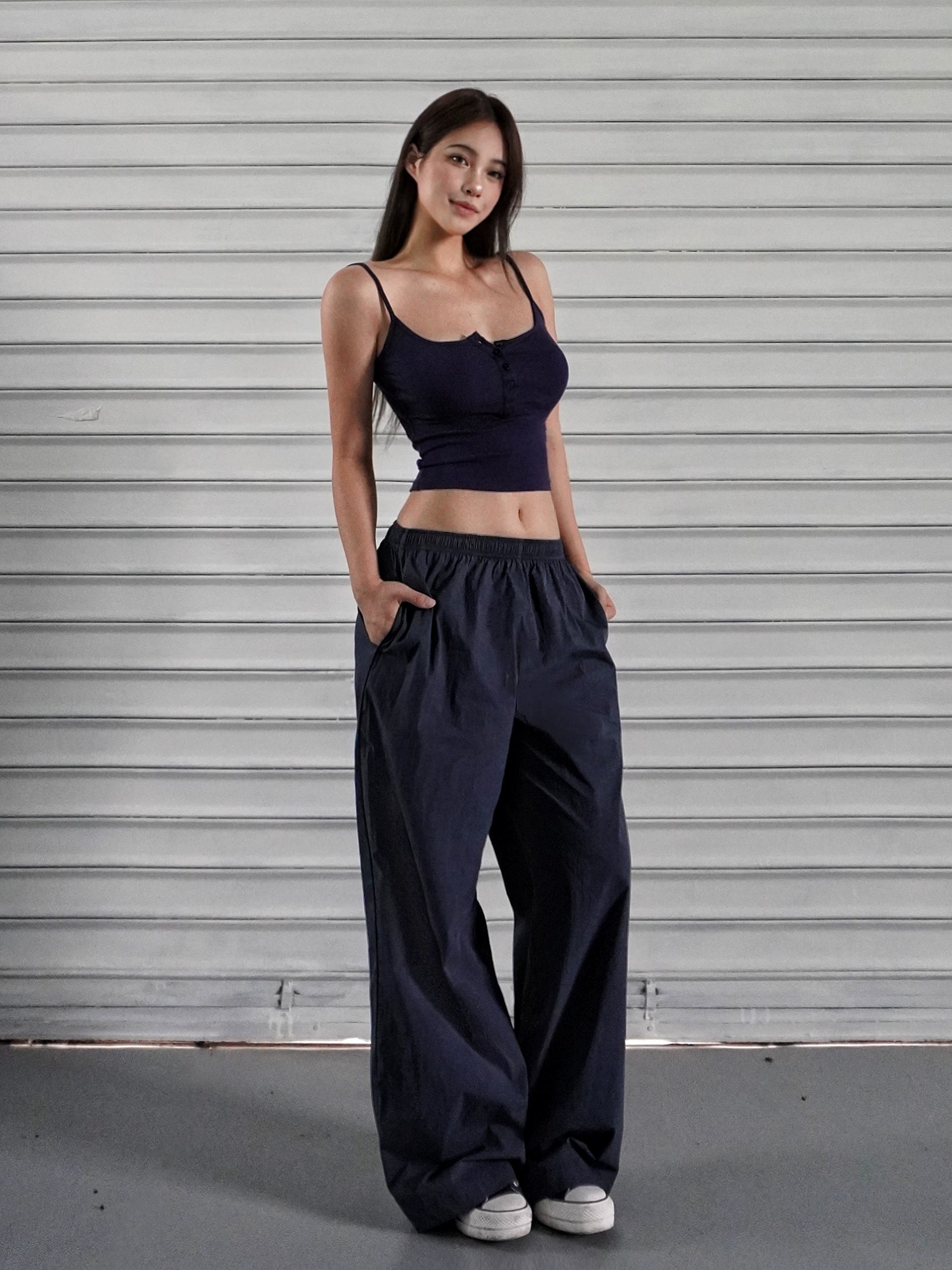 Low-Rise Wide-Leg Athletic Cargo Pants