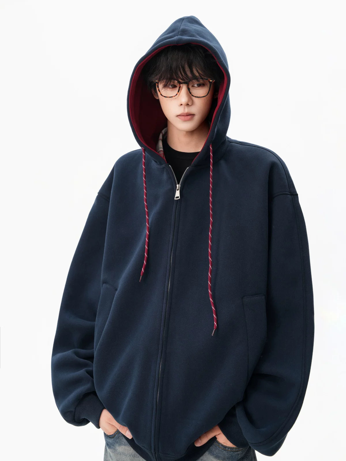 Echo Cord Contrast Zip Hoodie