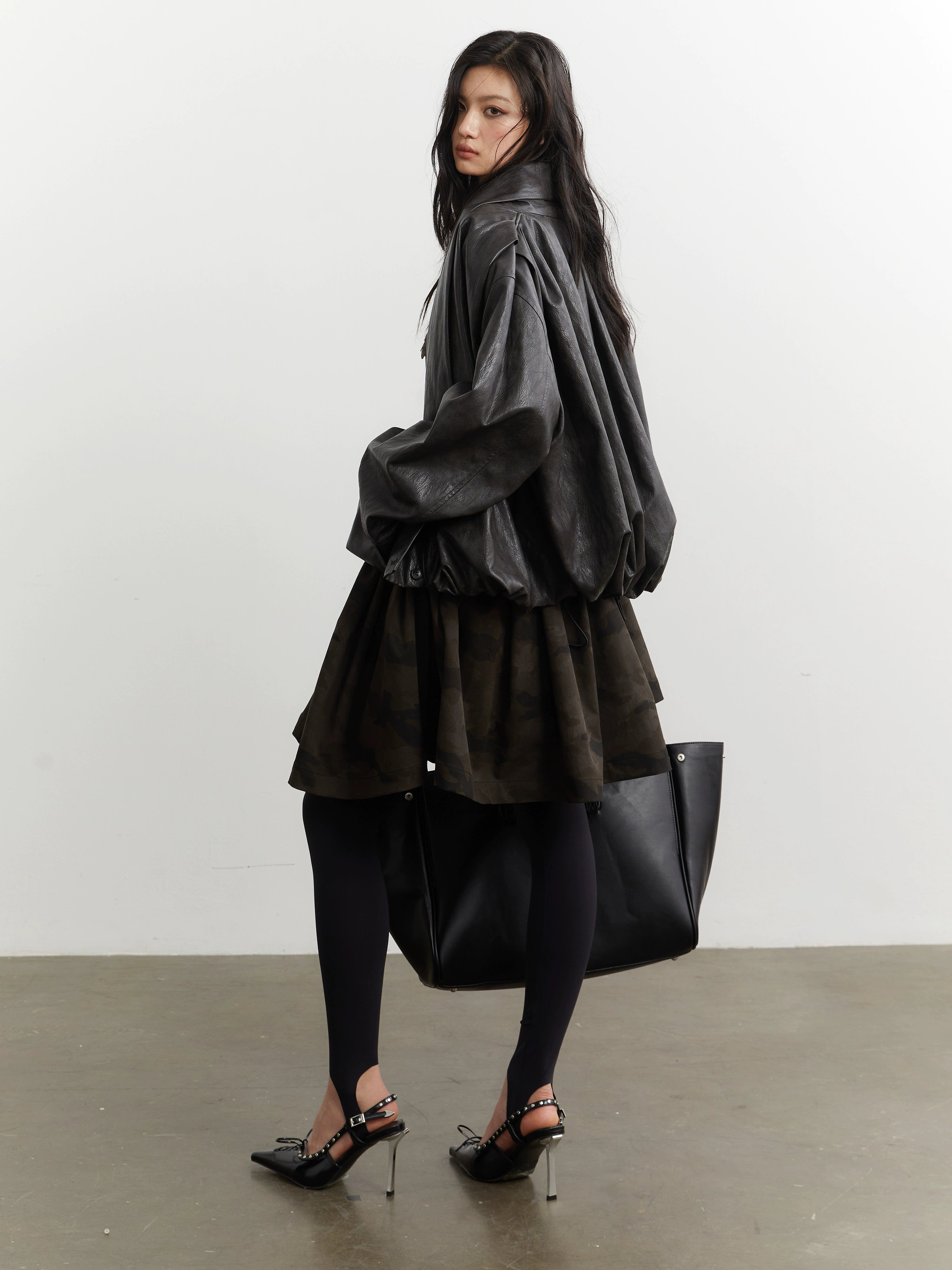 Eclipse Veil Sculpted Leather Jacket