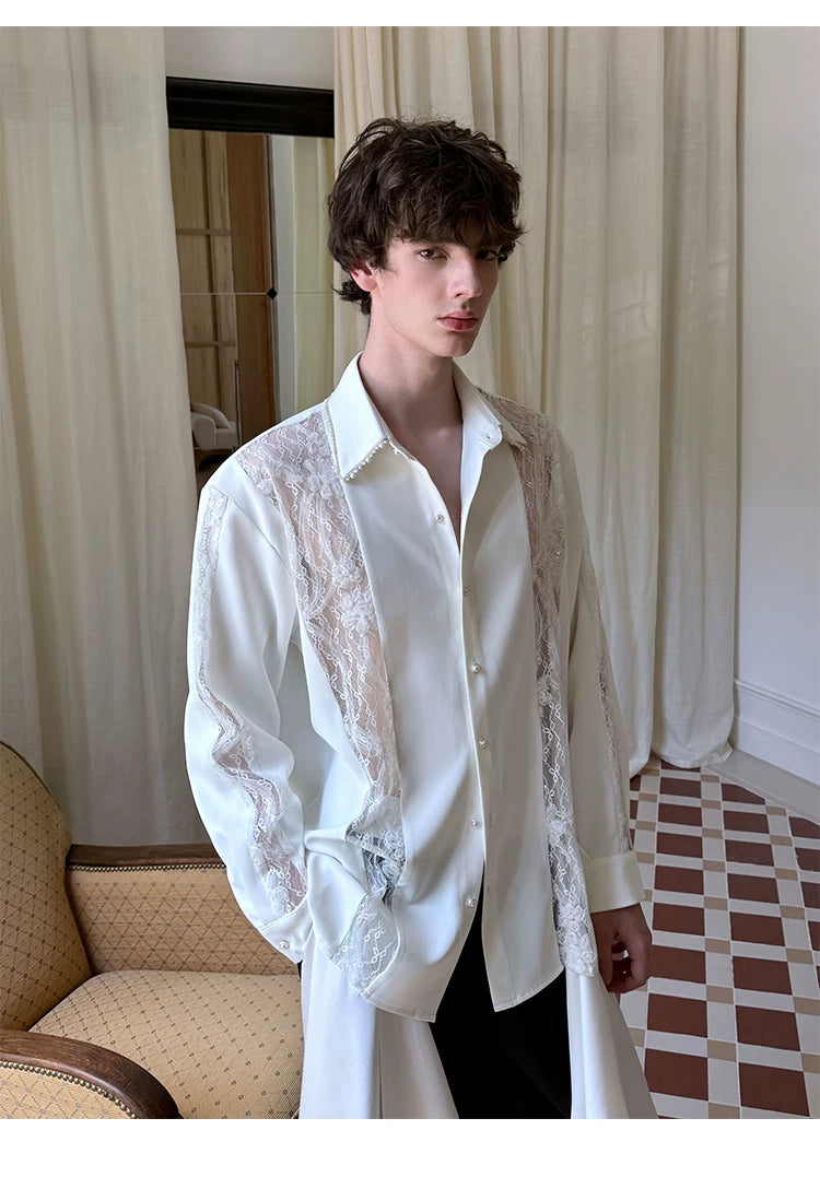 Ivory Reverie Pearl Lace Shirt