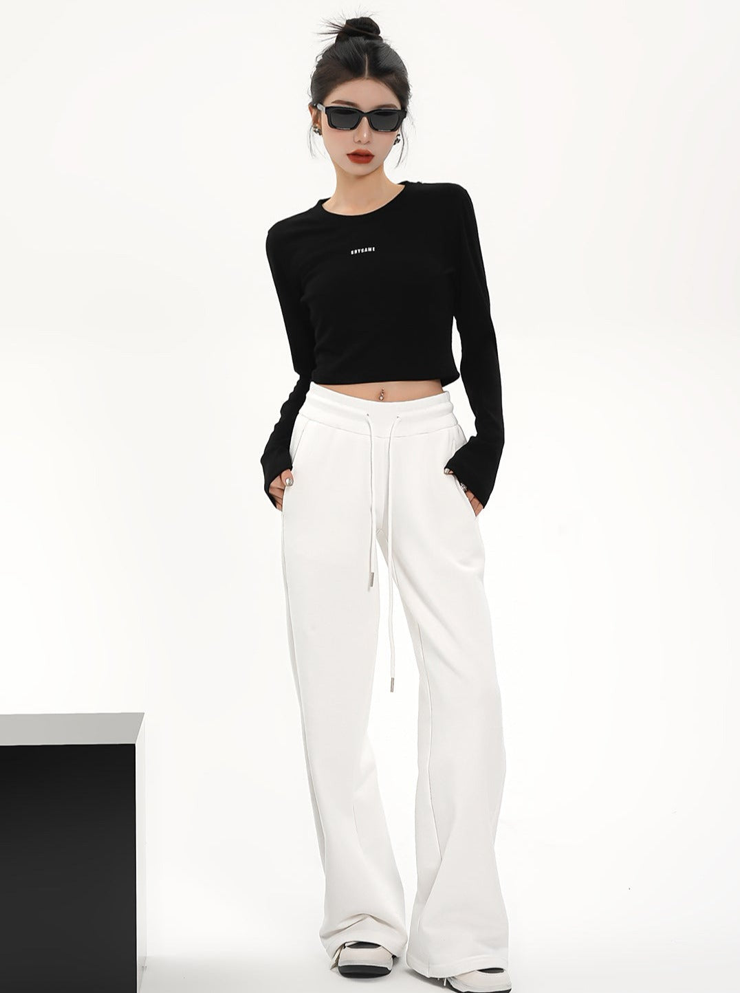 High-Waisted Wide-Leg Drawstring Pants - Relaxed Fit Lounge Trousers