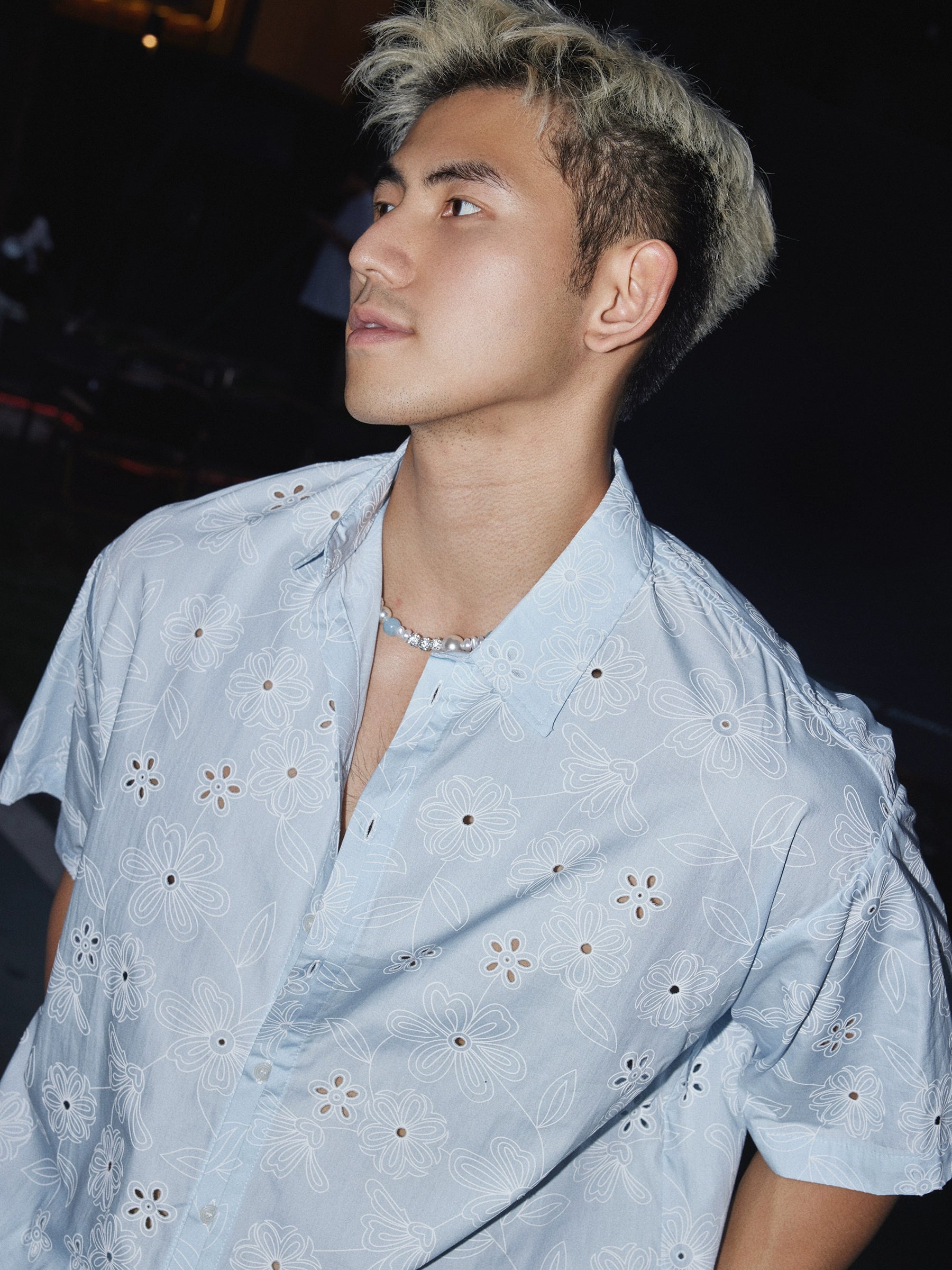 Floral Eyelet Short Sleeve Shirt