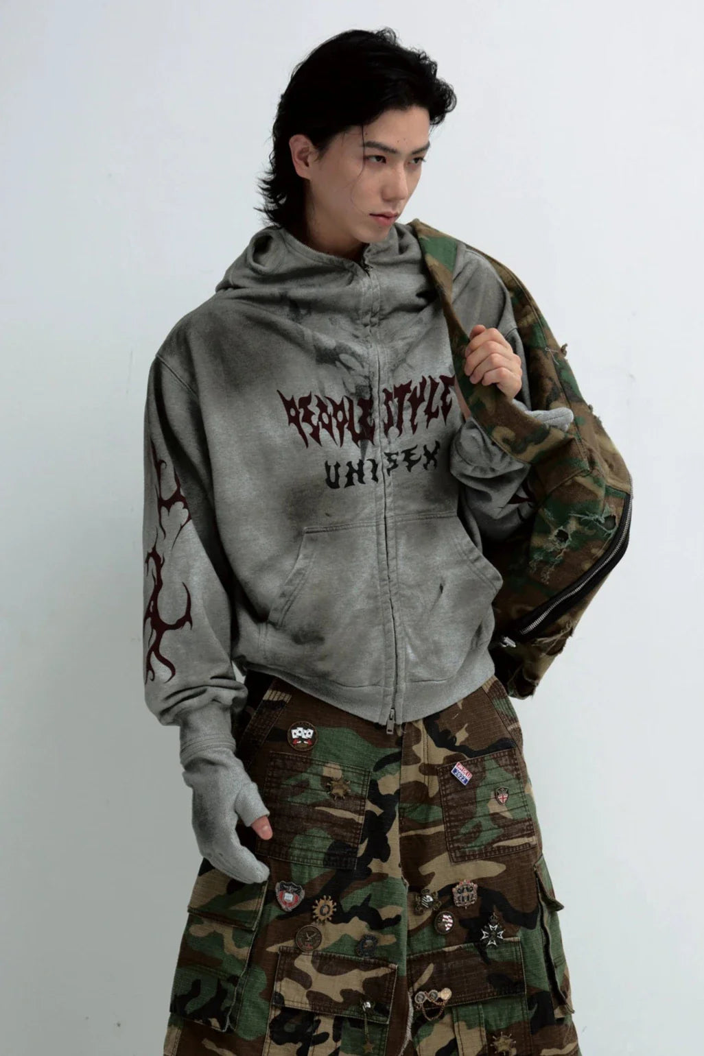 Men's Destruction Loose Cardigan Jacket