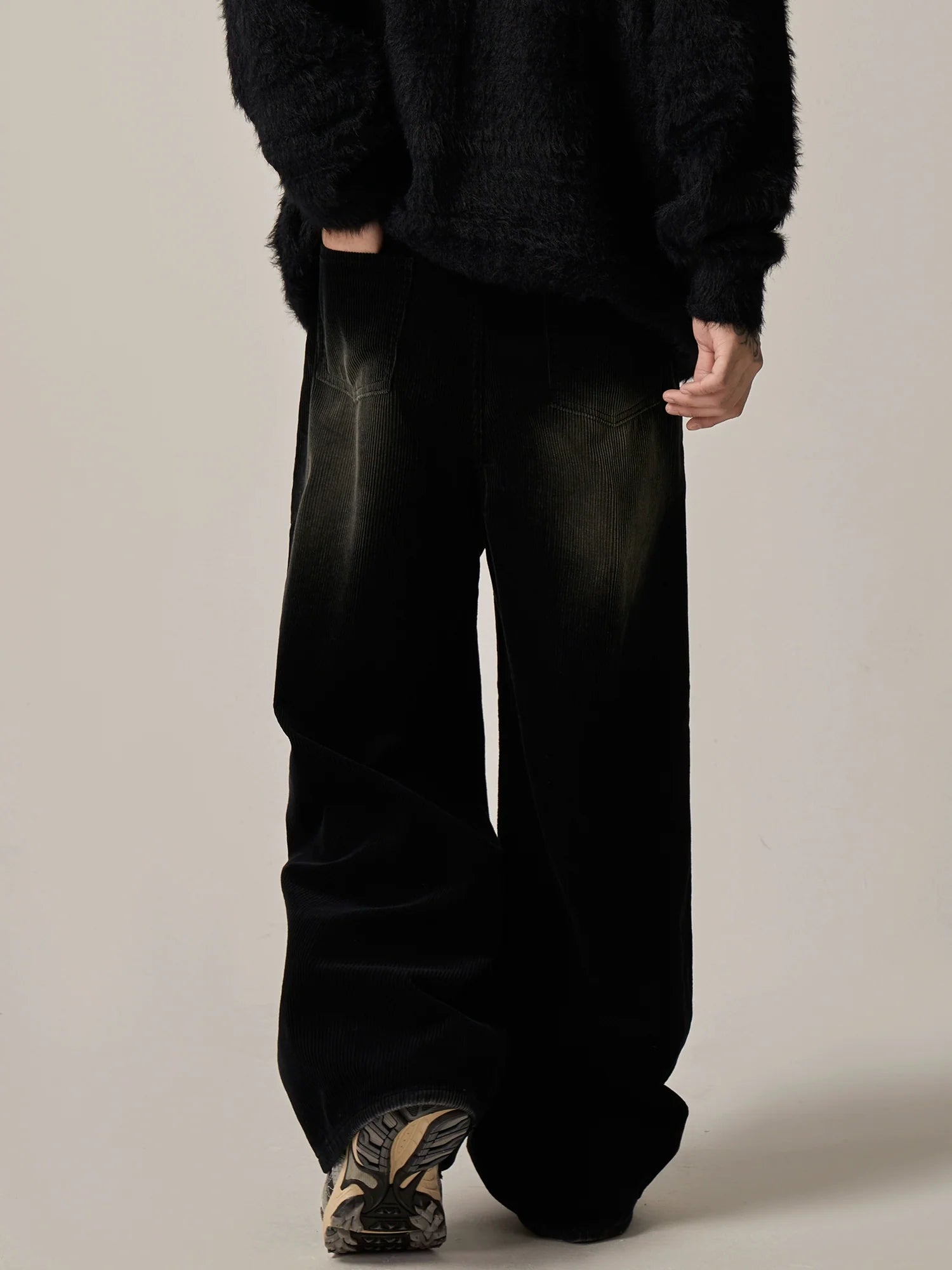 Midnight Velvet Wide-Leg Corduroy Trousers