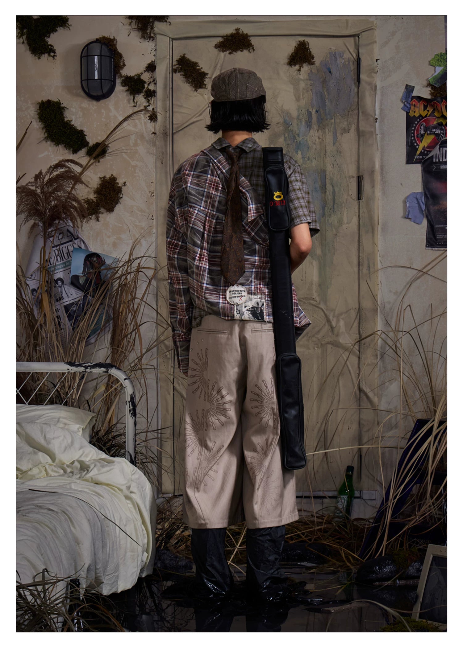 Language Blade Pleated Cropped Trousers - back styled view