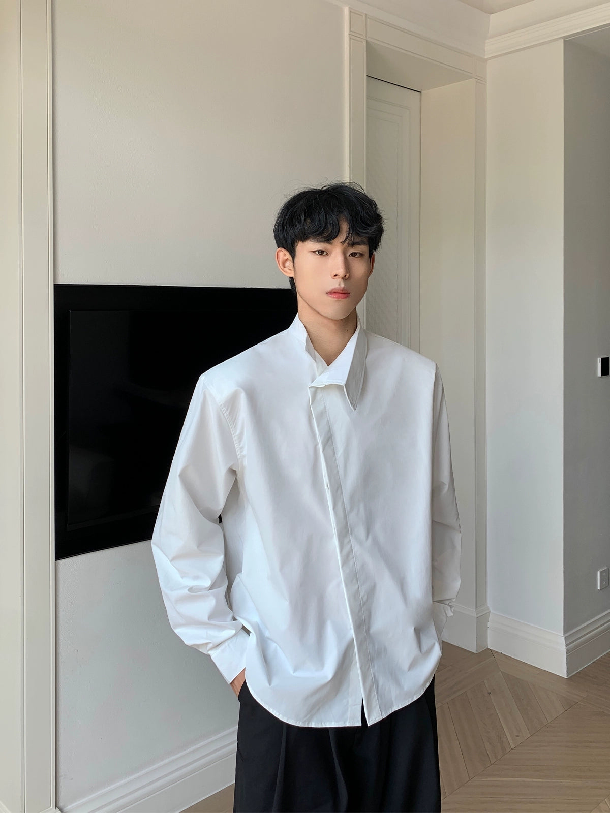 Asymmetric Collar Dress Shirt