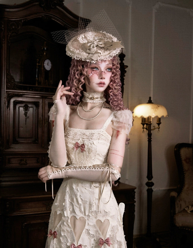 Vintage Lace Heart Cutout Gown