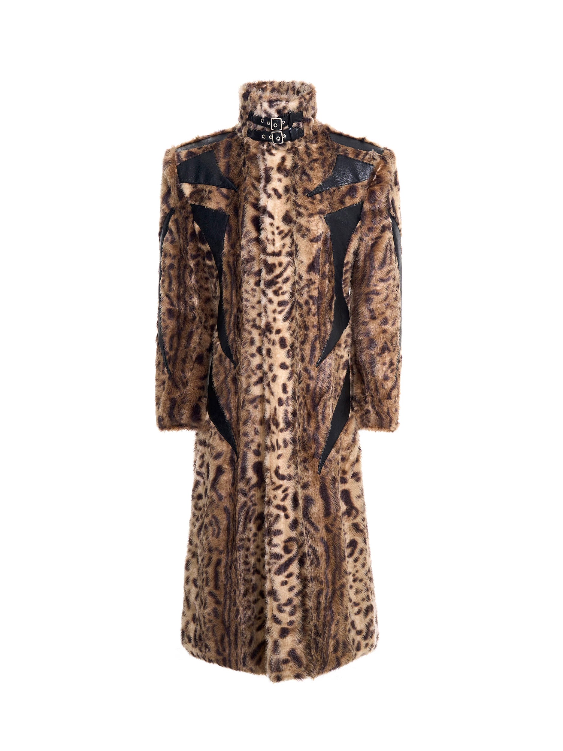Savage Crest Long Leopard Faux‑Fur Coat