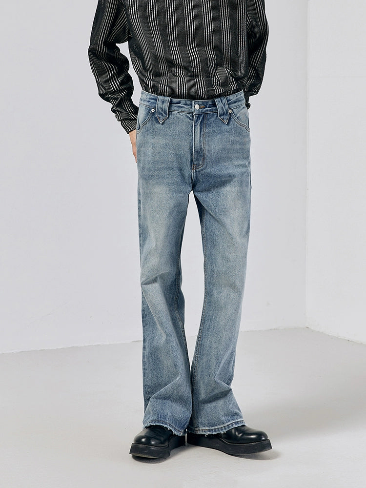 Light Wash Zip Straight-Leg Jeans