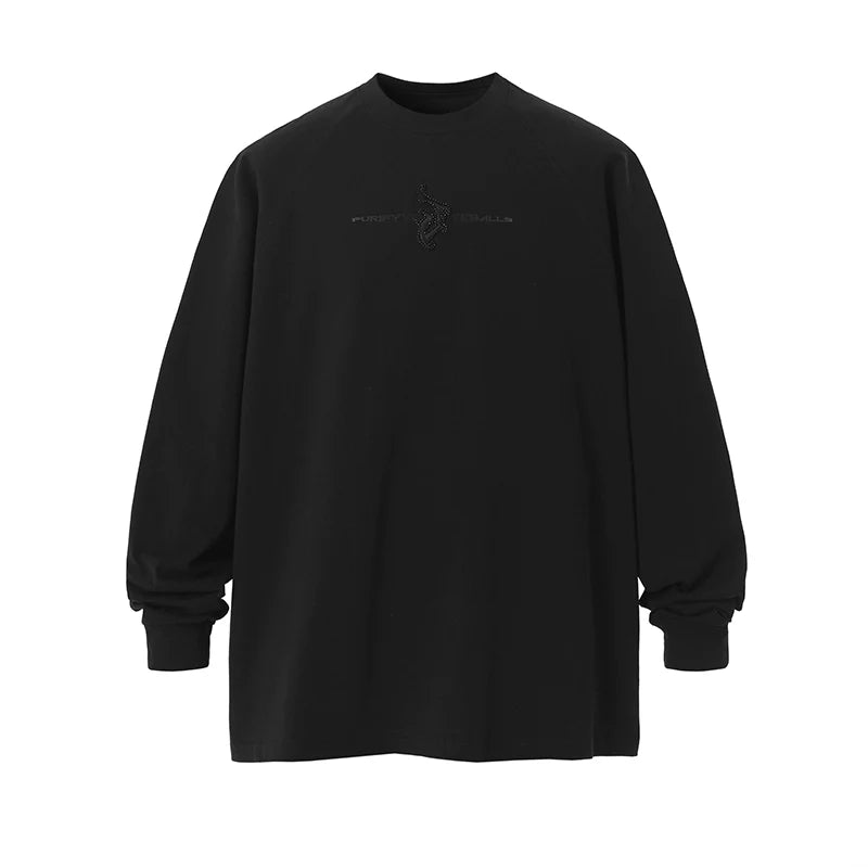 Embroidered Beaded Logo Long Sleeve T-Shirt - chiclara