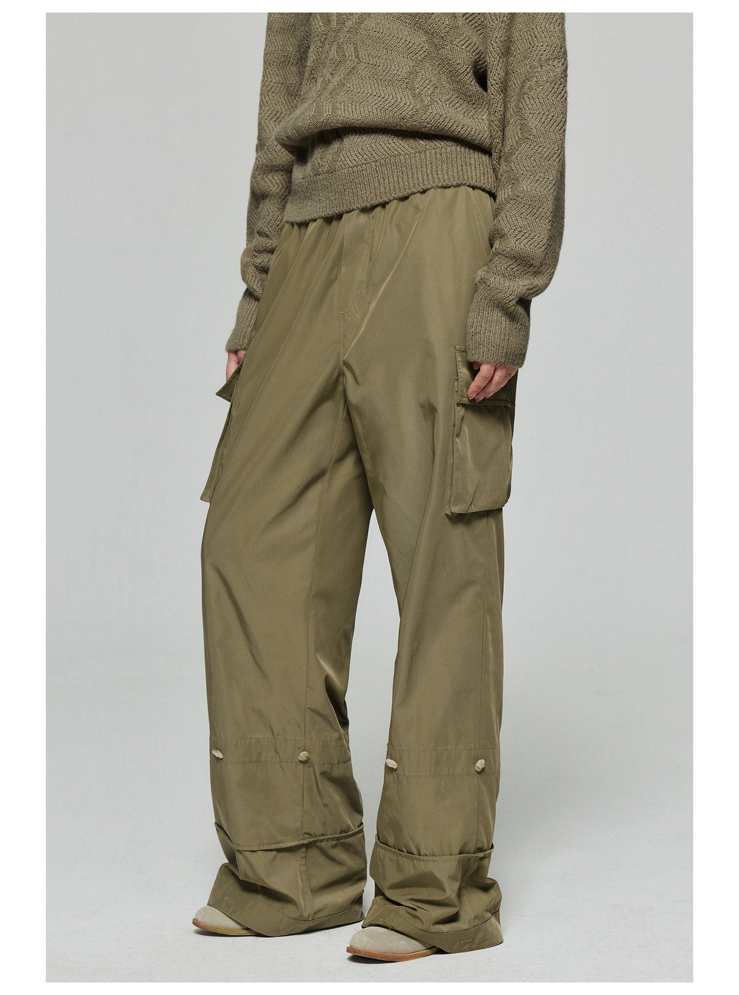 Adjustable Cuffs Nylon Cargo Pants