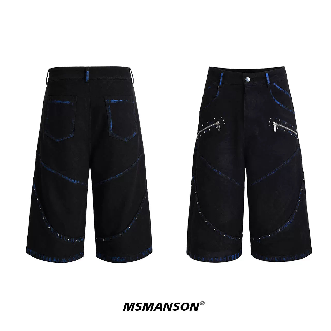 Midnight Circuit Studded Denim Shorts