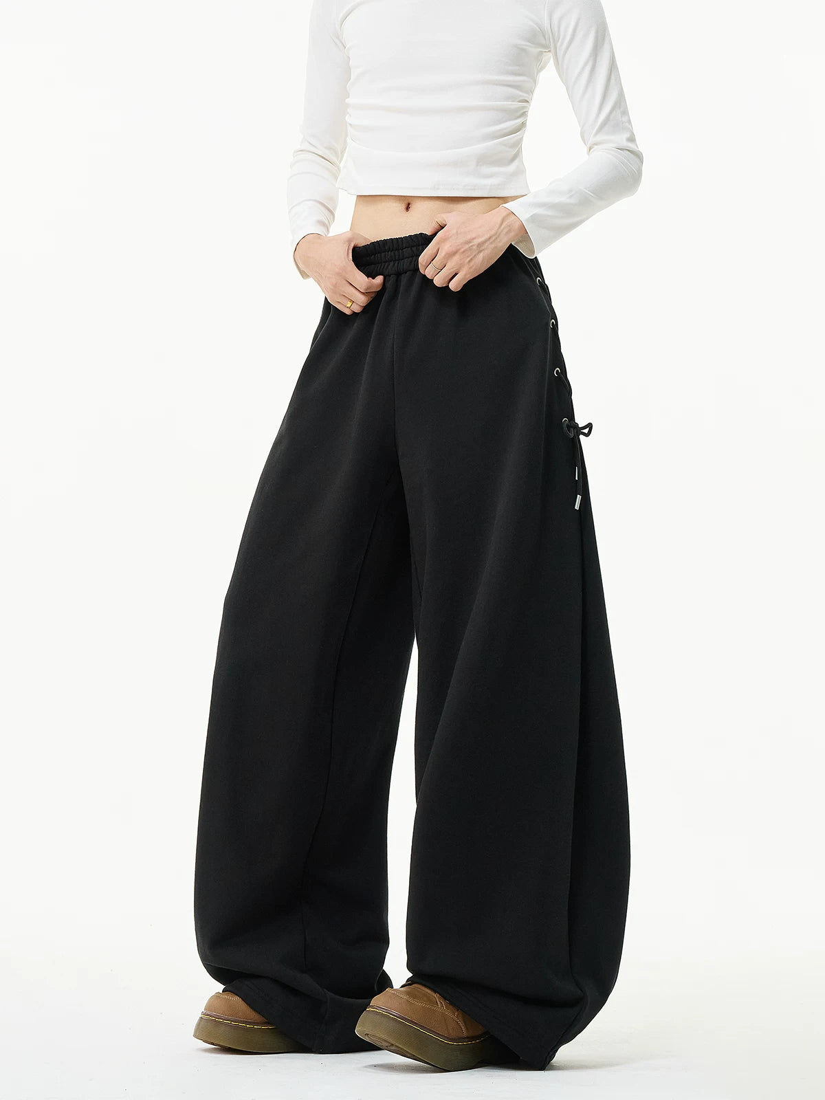 Side-Lace Drift Wide Sweatpants