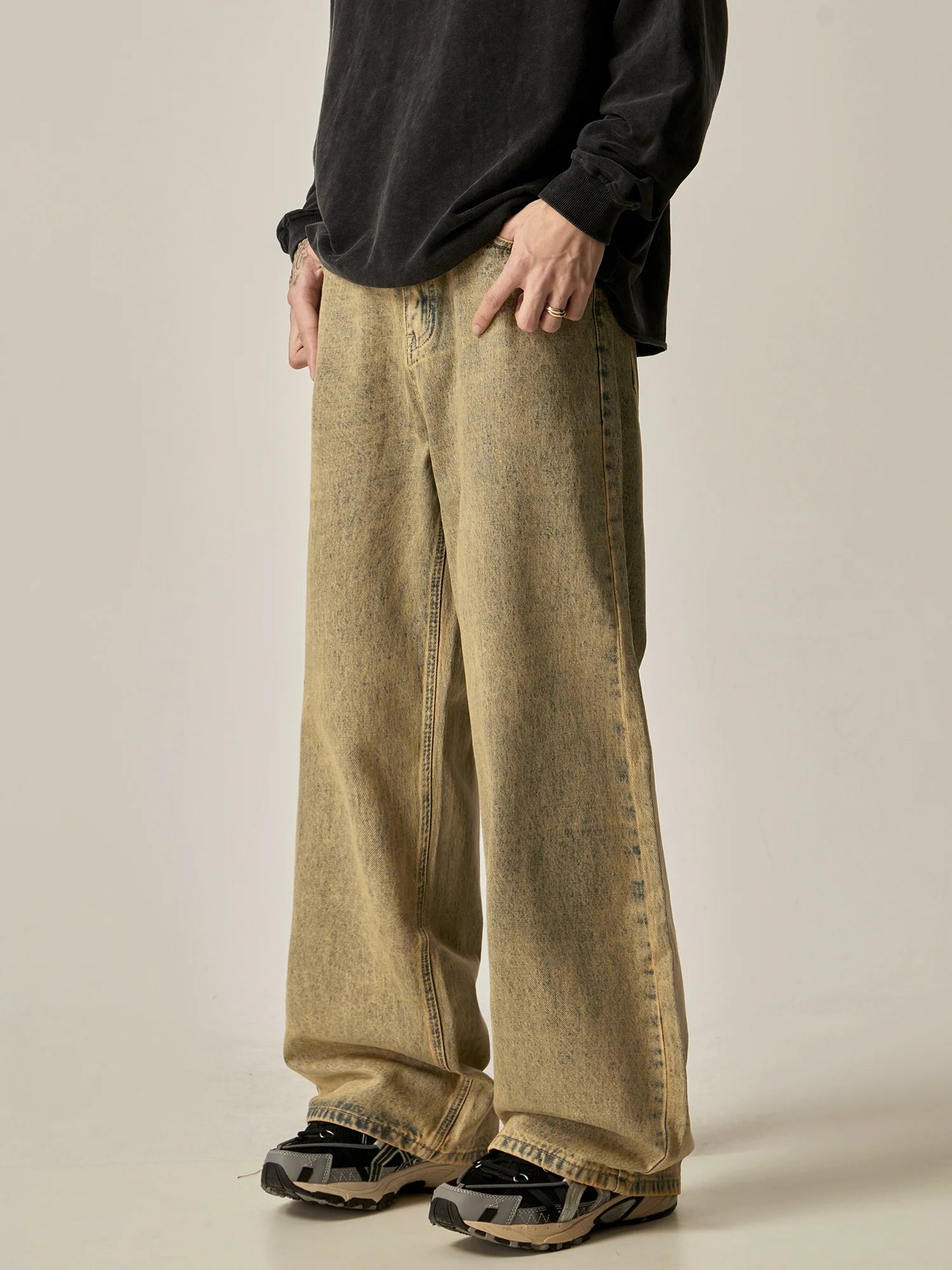 Vintage Wheat Wide-Leg Relaxed Fit Jeans