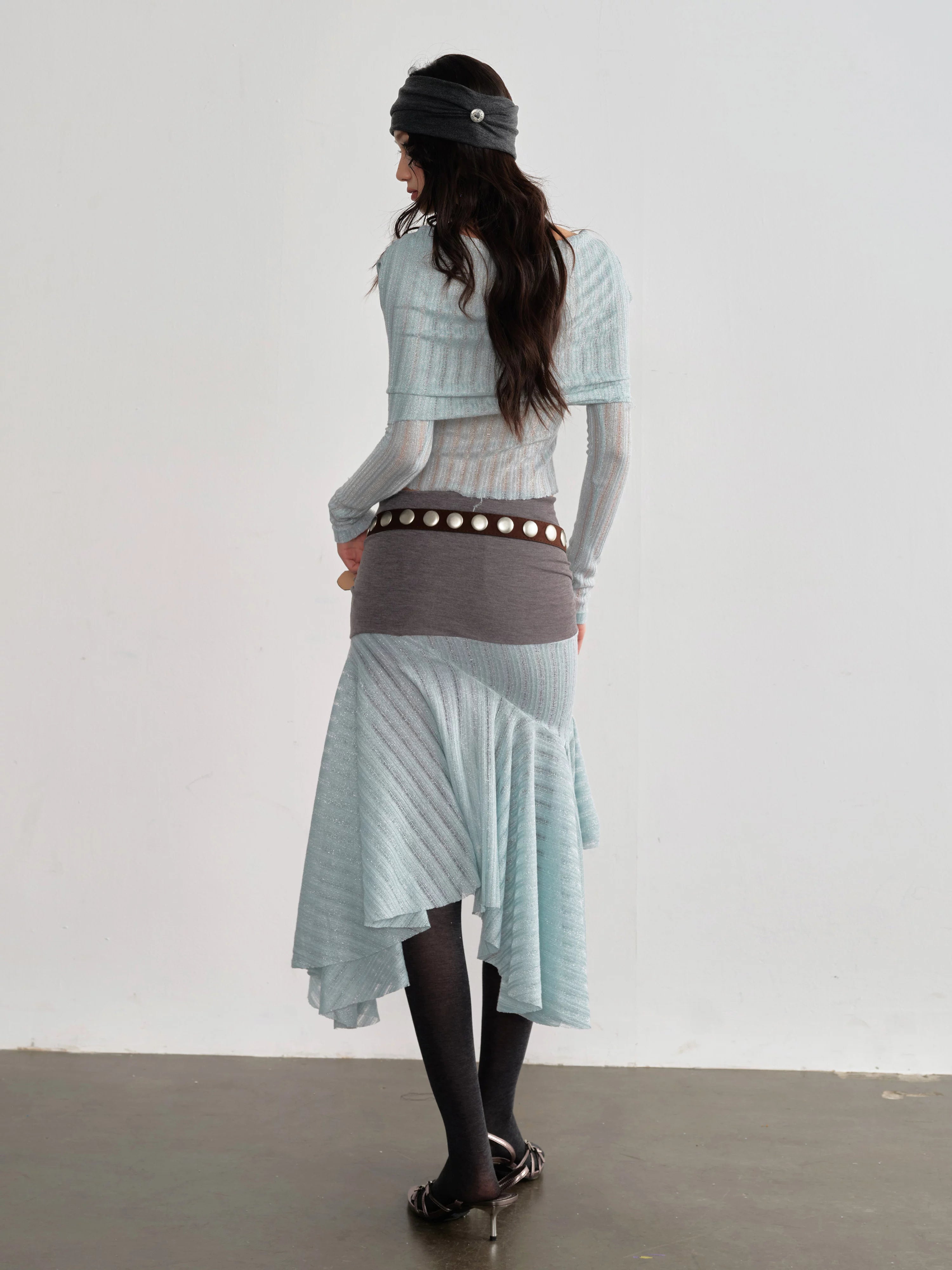 Glacélure Draped Knit Top & Ruffle Skirt