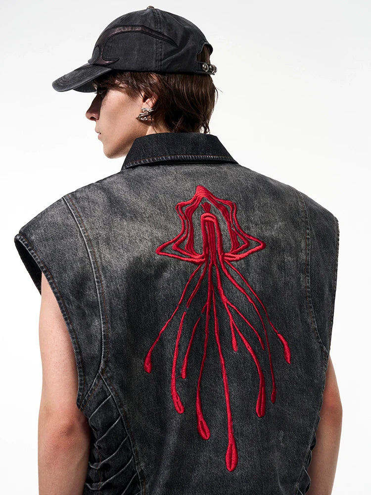 Asymmetric Denim Vest & Denim Jeans Setup