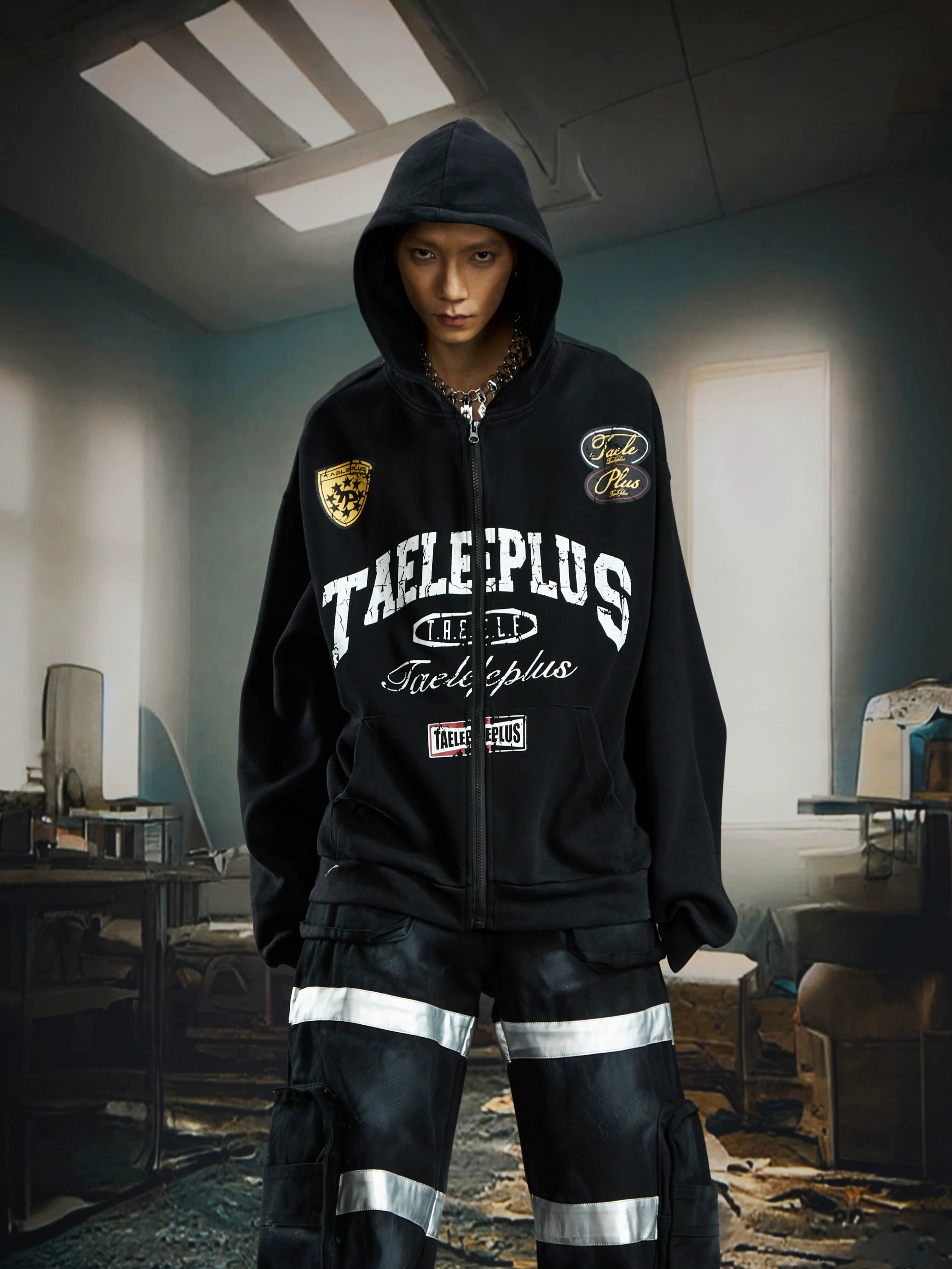 Taeleplus Varsity Patch Zip Hoodie