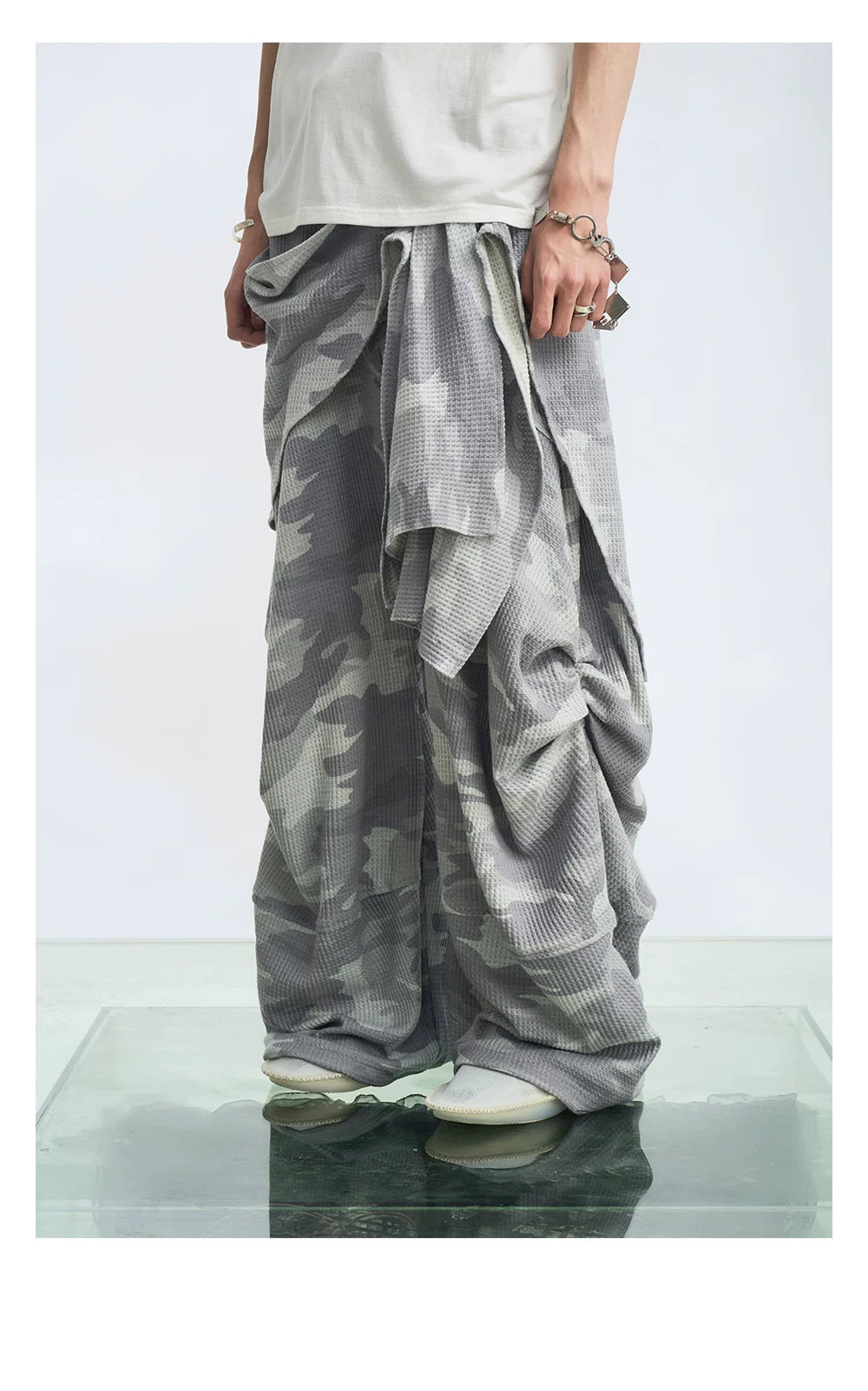 Layered Camouflage Balloon Sweatpants