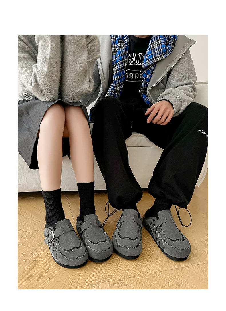 Suede Buckle Cork Footbed Clogs