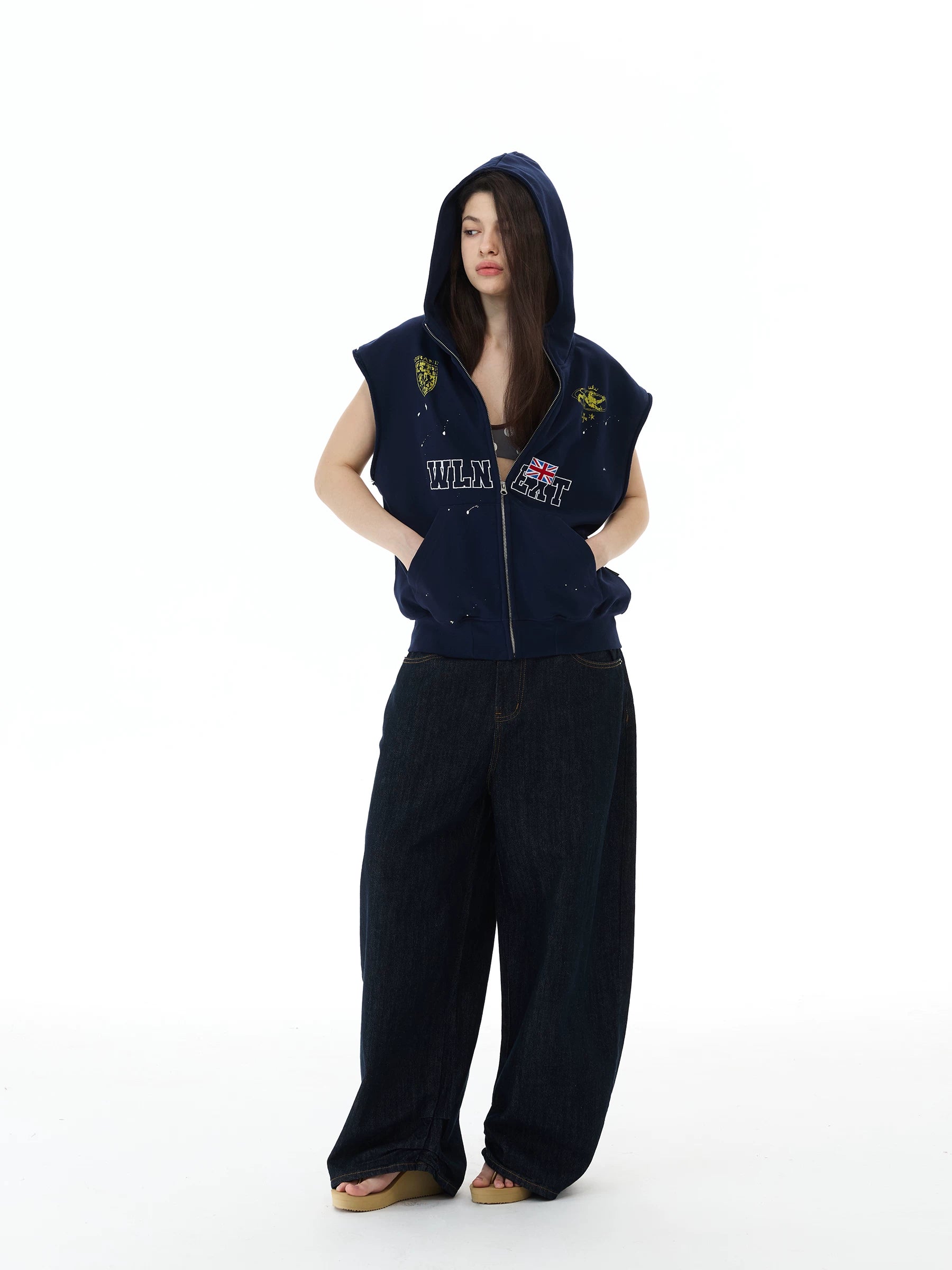 Union Crest Sleeveless Zip Hoodie