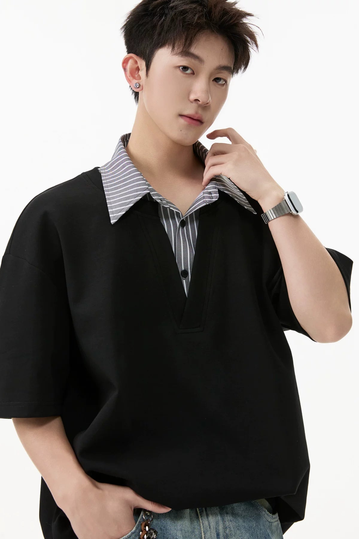 Layered Plunge Popover Polo