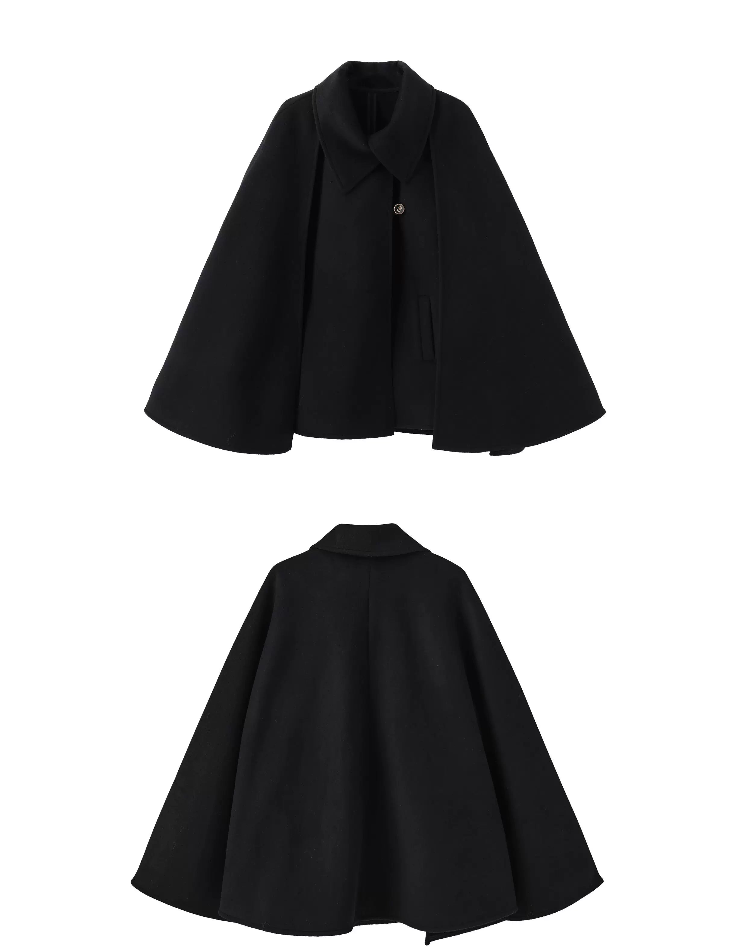 Noir Carriage Wool Cape Coat