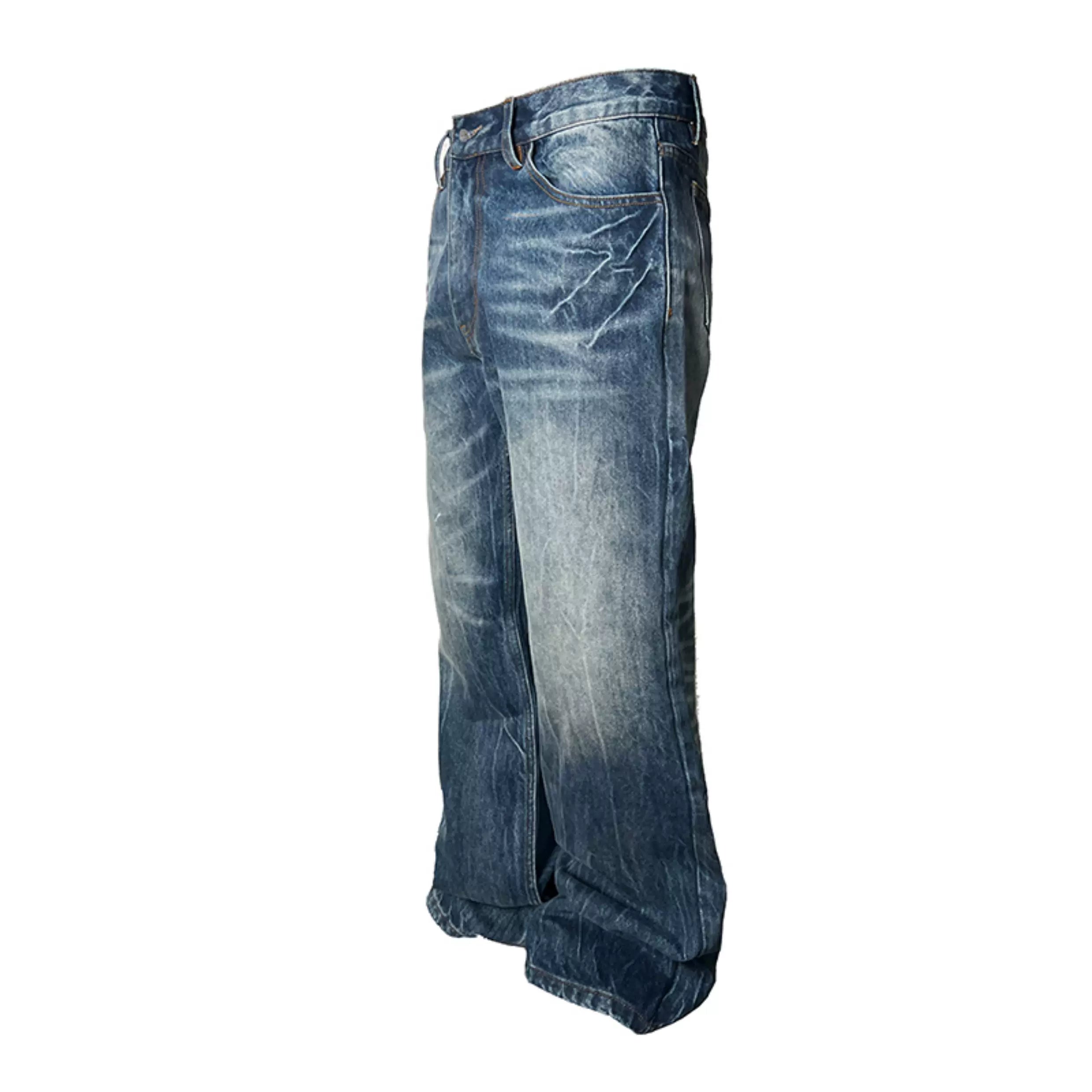 Vintage Wash Wide-Leg Stack Jeans