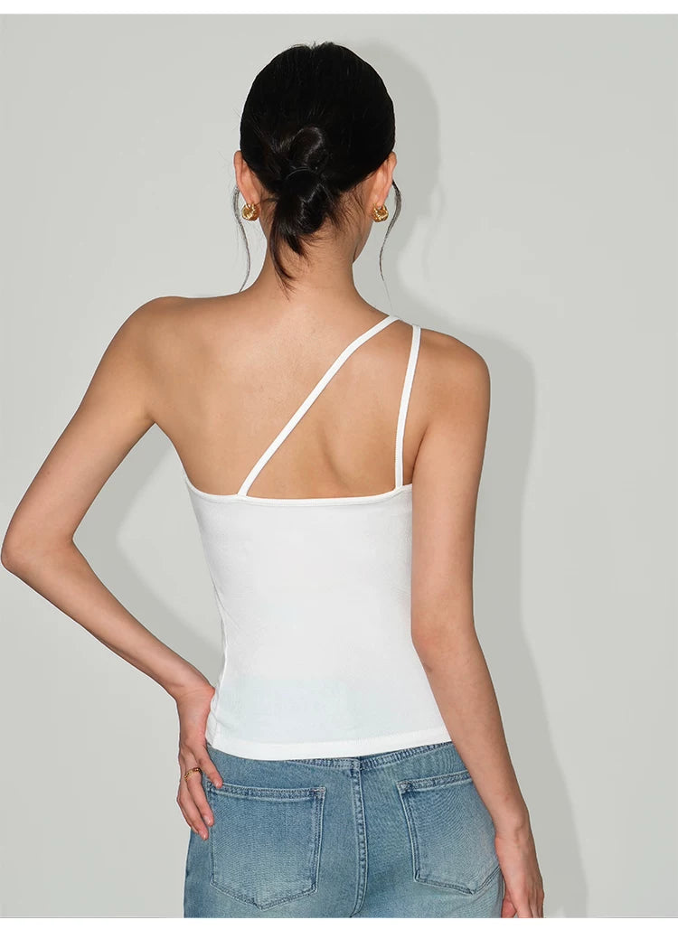 Ring Accent One‑Shoulder Knit Top