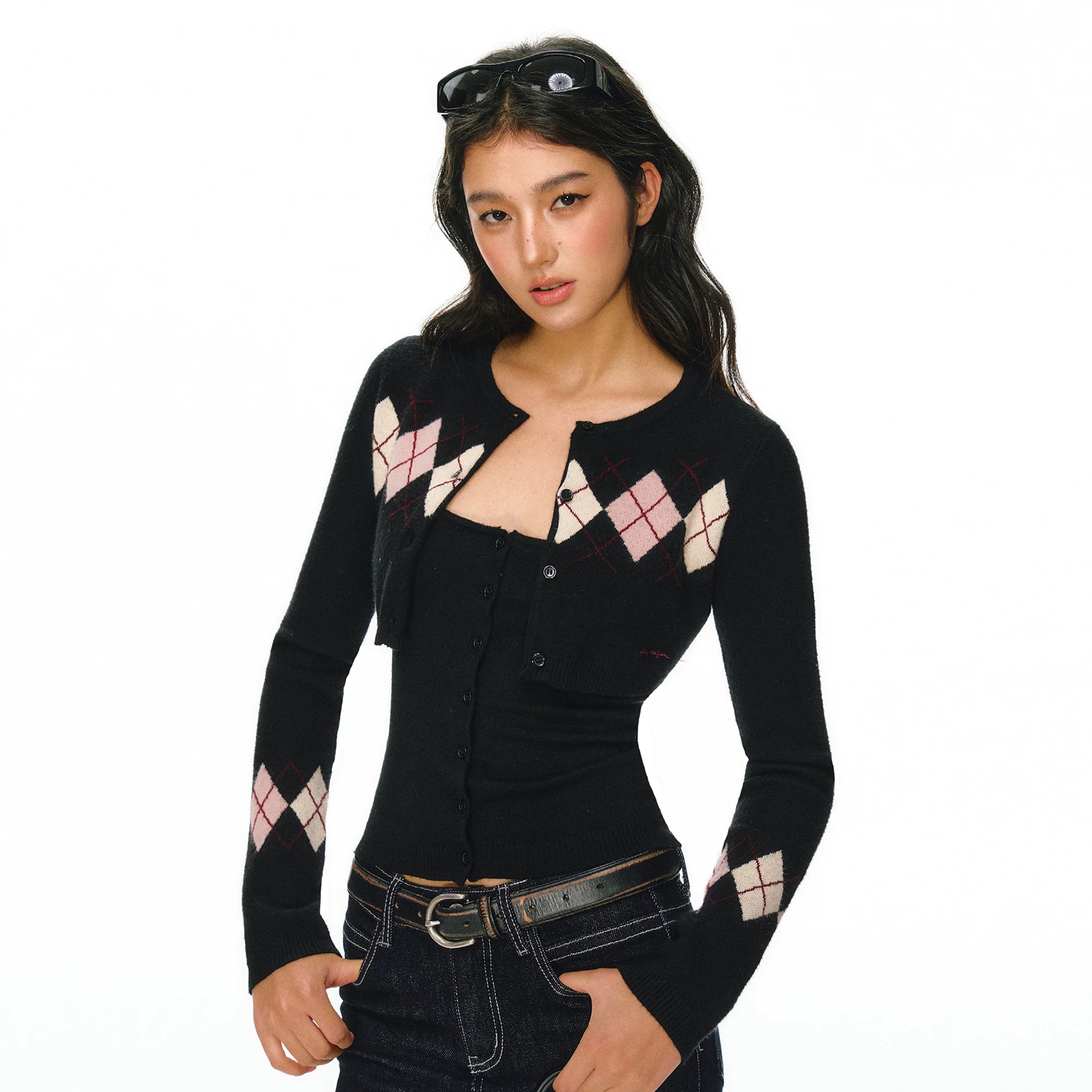 Argyle Duo Knit Cardigan