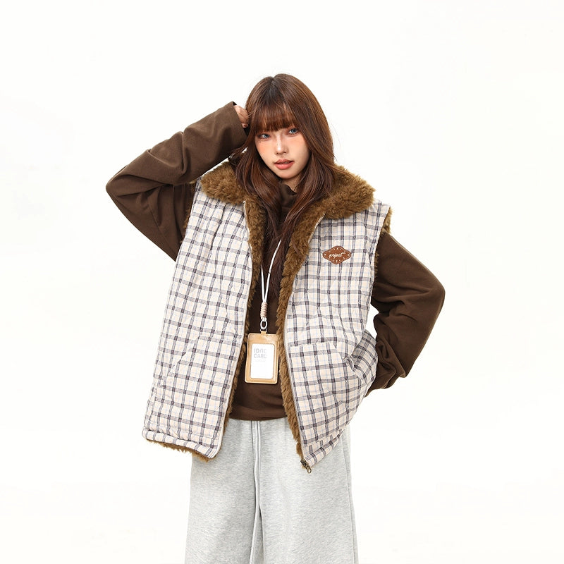 Maple Lodge Check Sherpa Vest