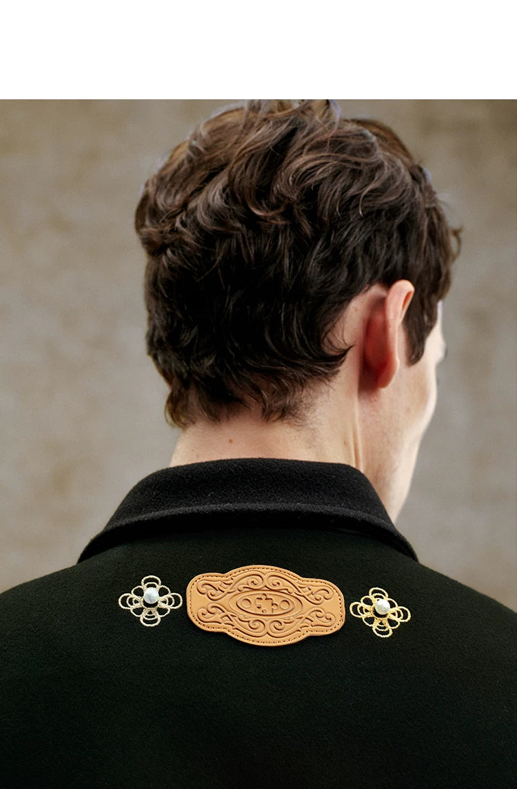 Embroidered Contrast Sleeve Varsity Jacket