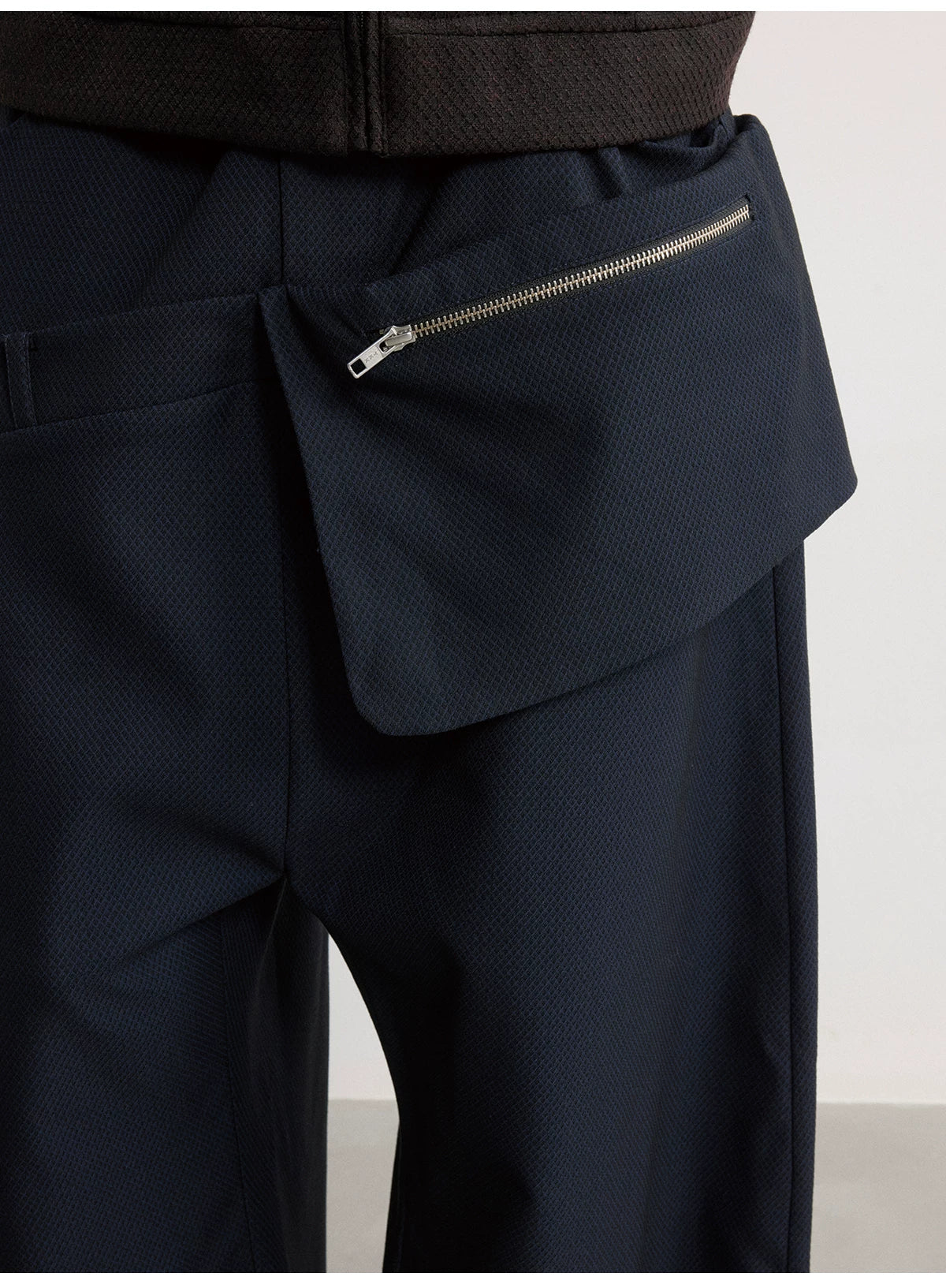 Oversized Zippered Hip Pocket Wide-Leg Trousers