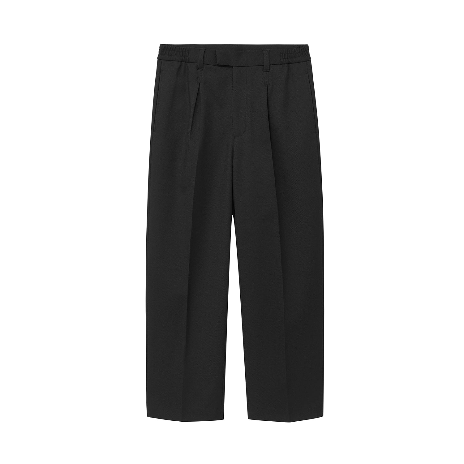 Semi-Elastic Waist Wide-Leg Casual Cropped Pants