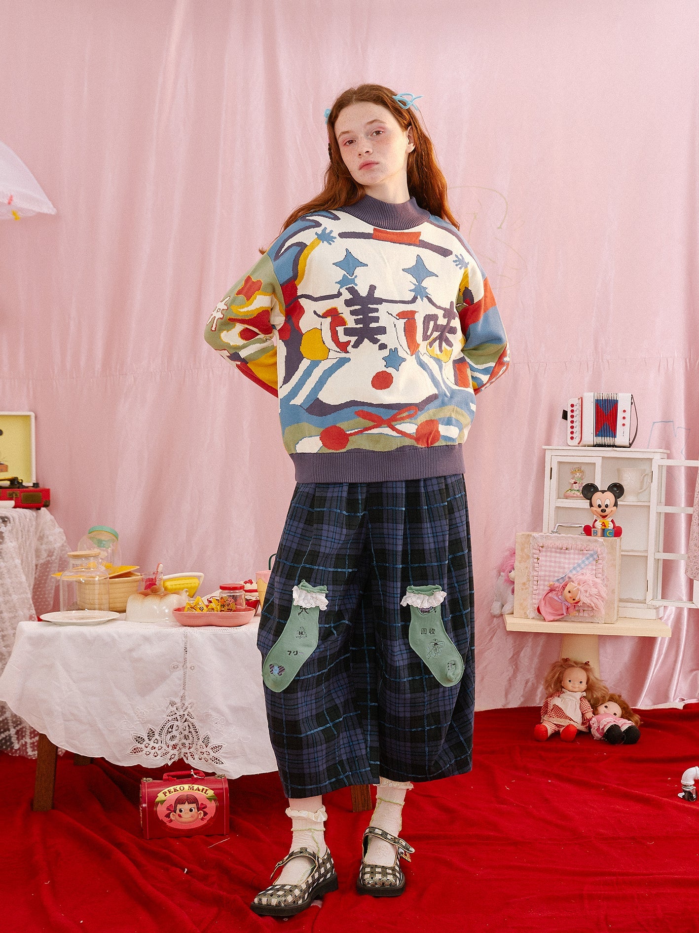 Japanese Art Print Oversized Pullover Sweater