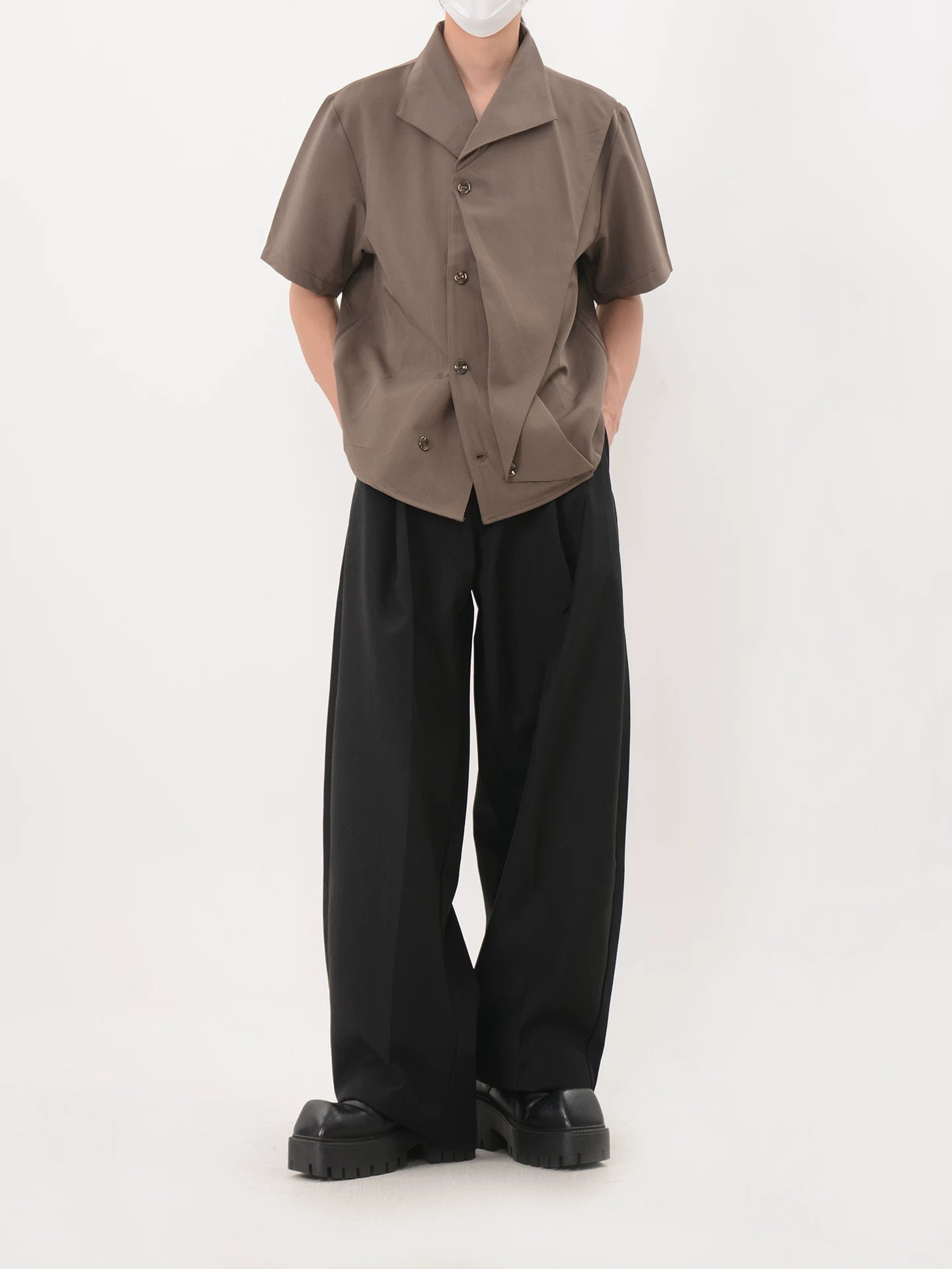 Asymmetric Cascade Button Shirt