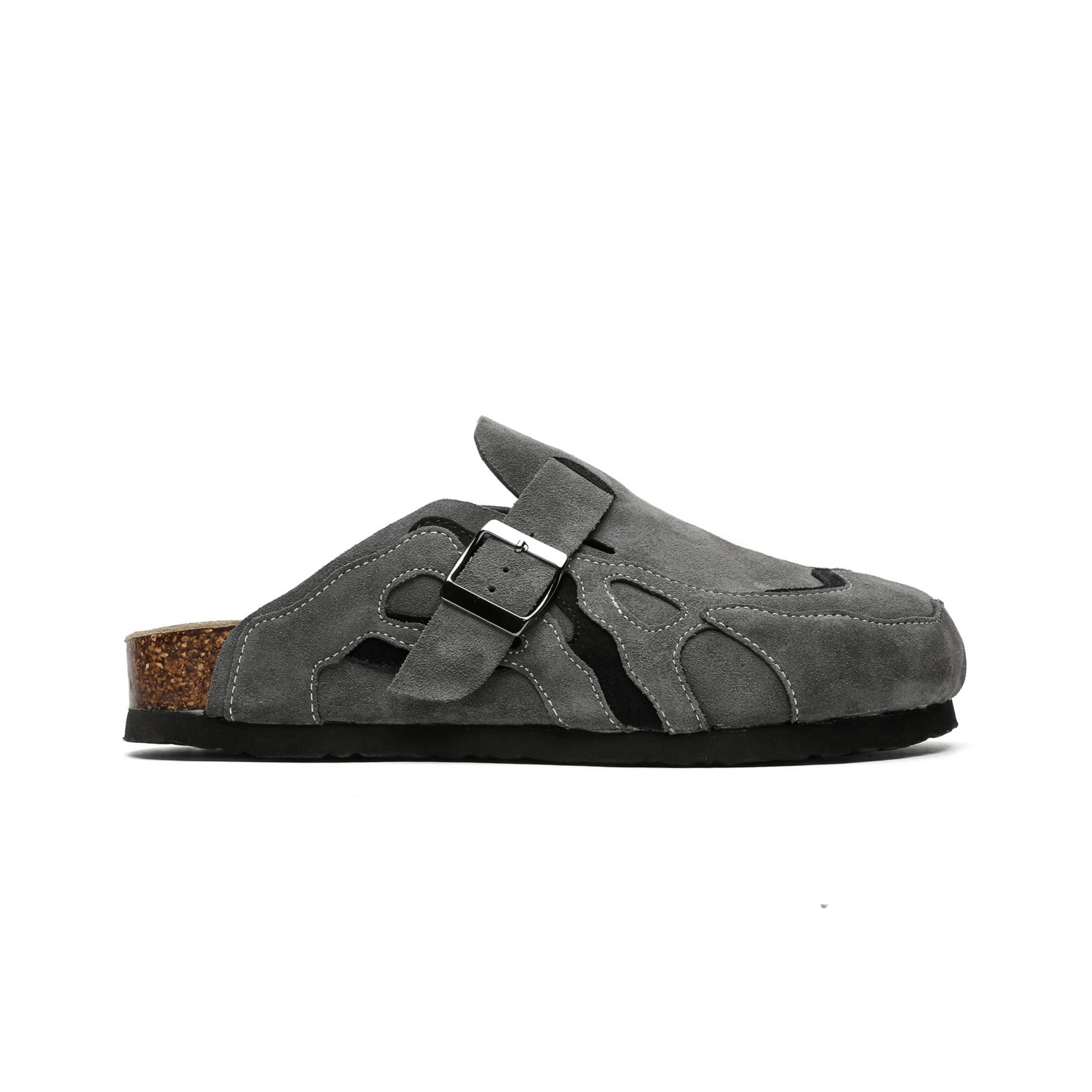 Suede Buckle Cork Footbed Clogs