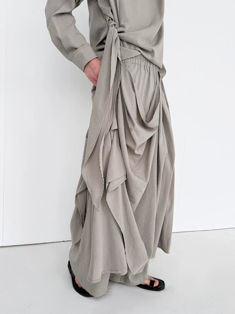 Stone Drape Layered Pants