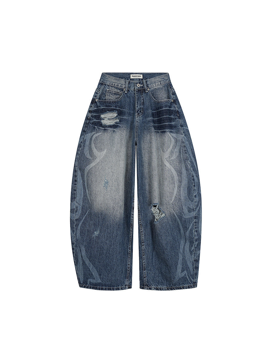 Men's Washed Distressed Baggy Jeans