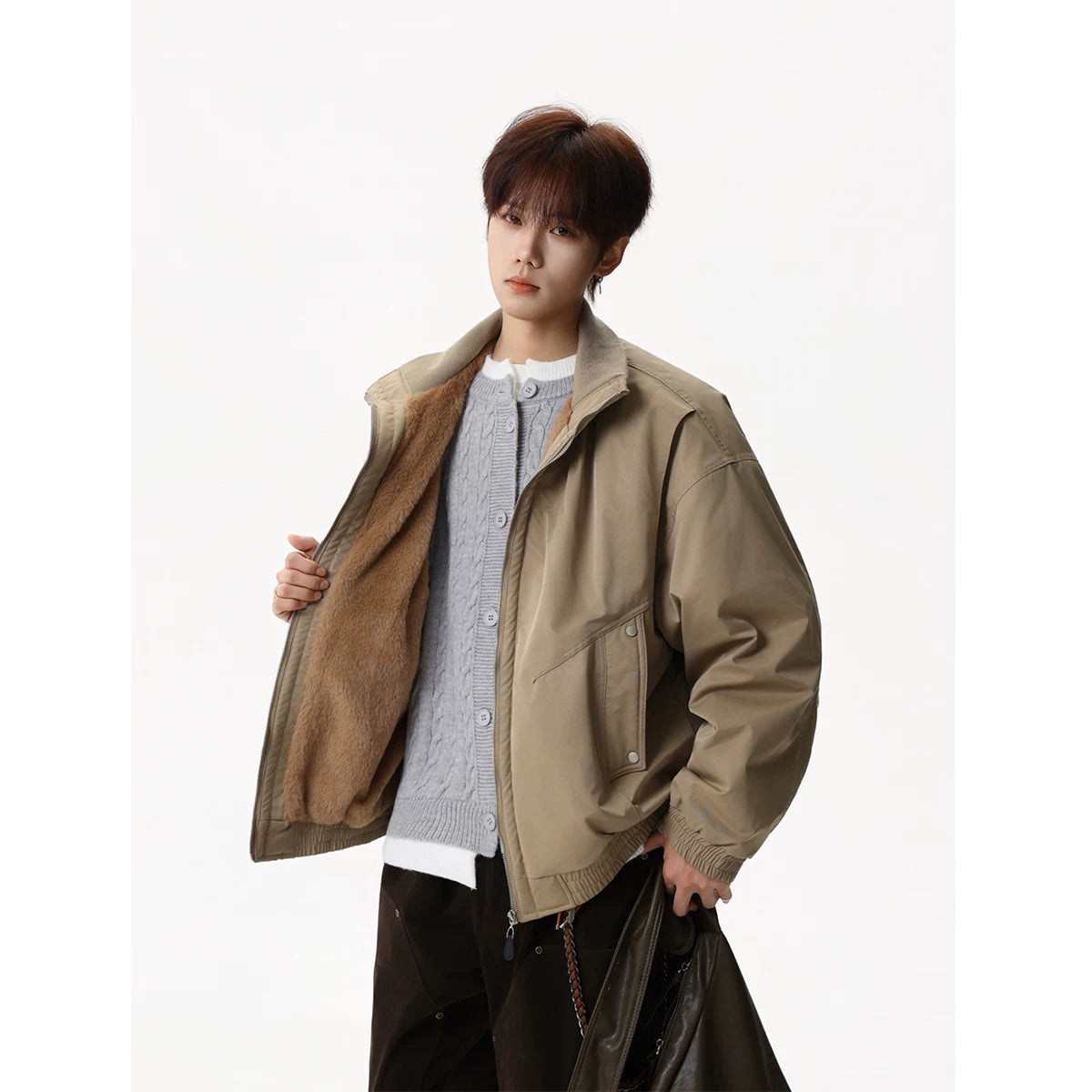 Sandstone Stand‑Collar Puffer Jacket