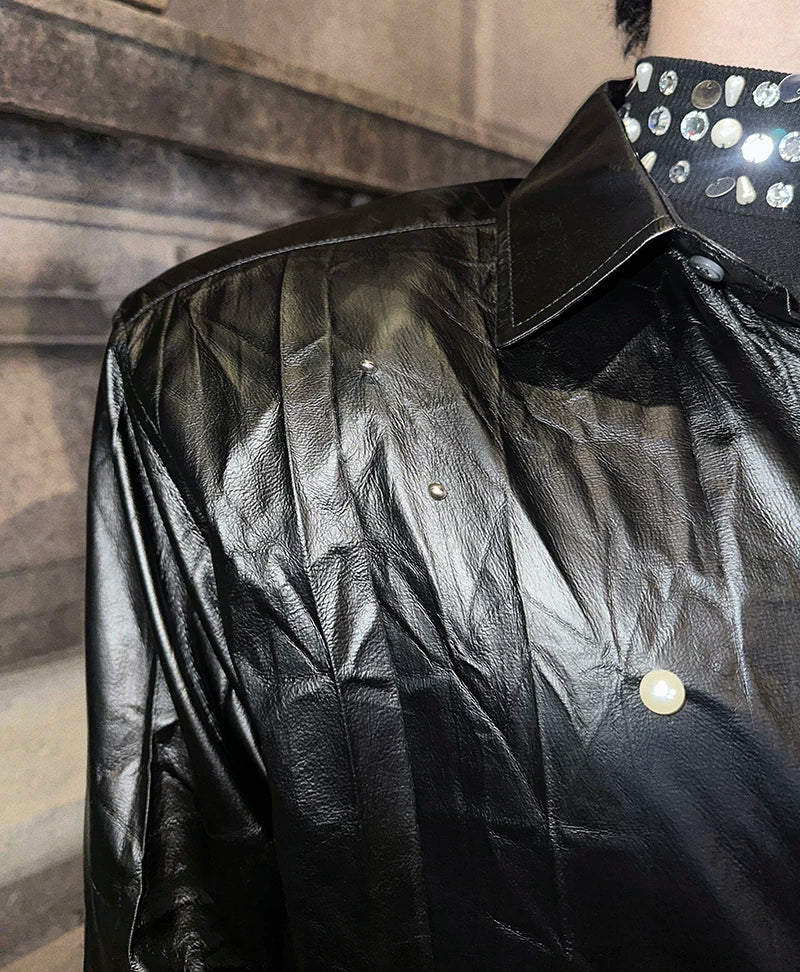 Midnight Prism Stud-Leather Eclipse Shirt
